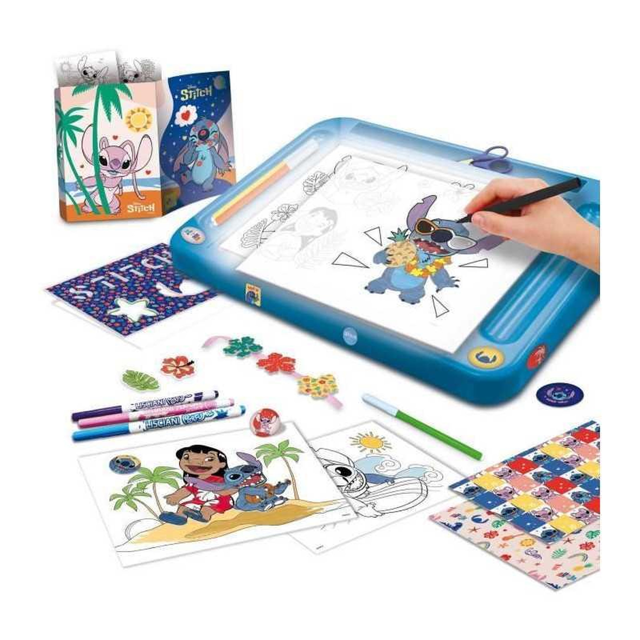 Voir la diapositive 2 : LISCIANI GIOCHI Kit de dessin - LISCIANIGIOCHI - STITCH - Table lumineuse - Modeles, Feutres