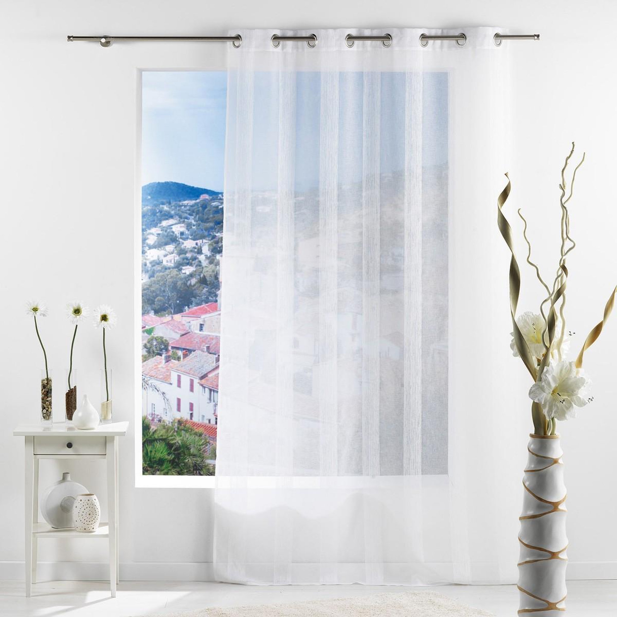 Douceur d'Intérieur Rideau voilage  salina  140x240cm blanc