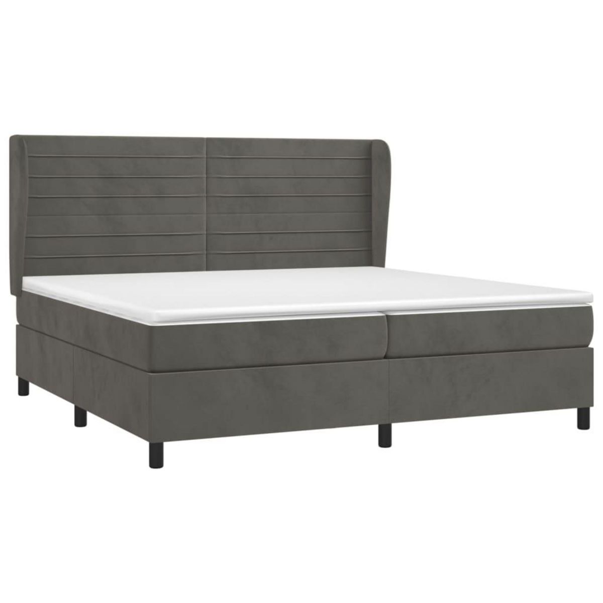 VIDAXL Sommier a lattes de lit et matelas Gris fonce 200x200cm Velours