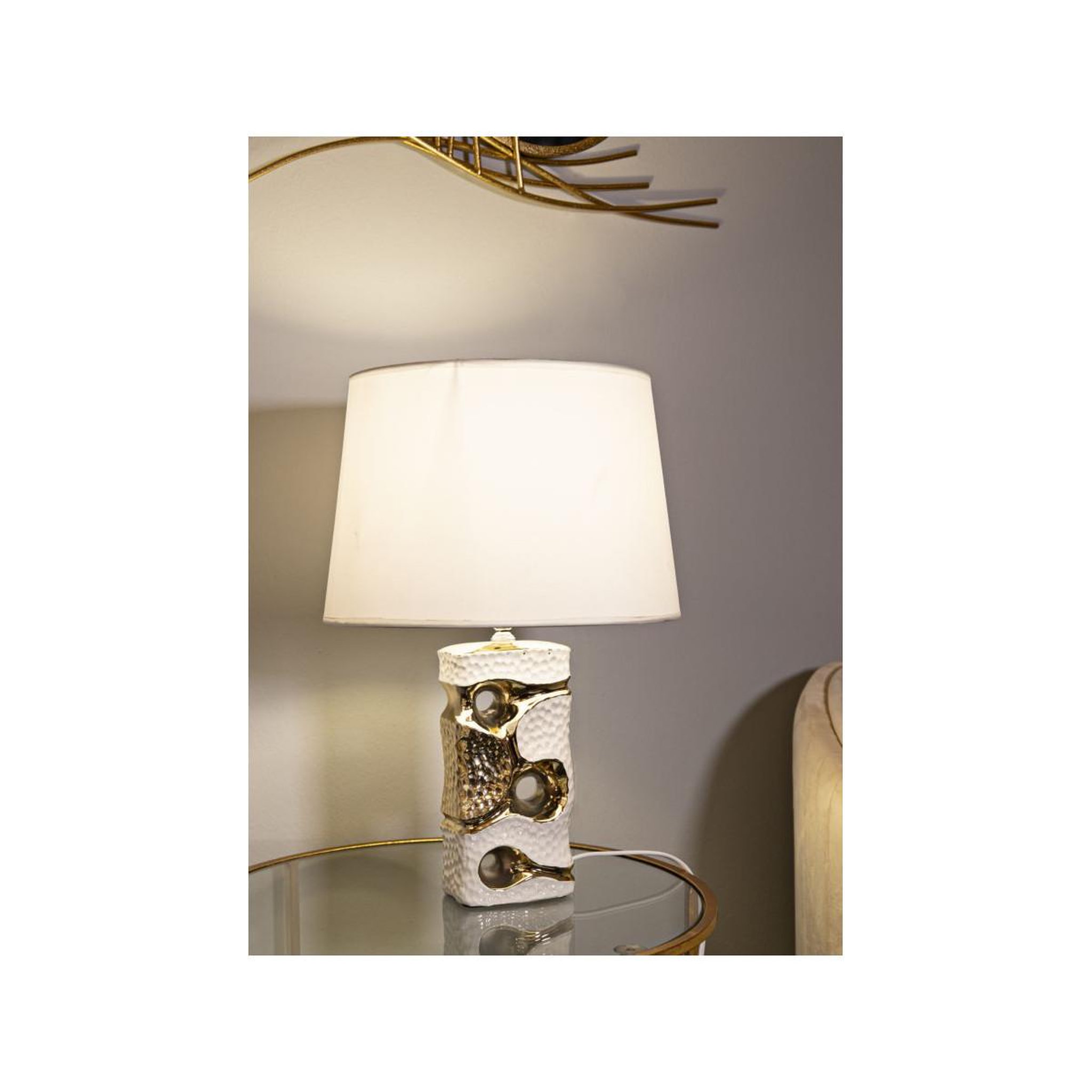 Voir la diapositive 5 : Paris Prix Lampe à poser en céramique  florida  43cm blanc & or