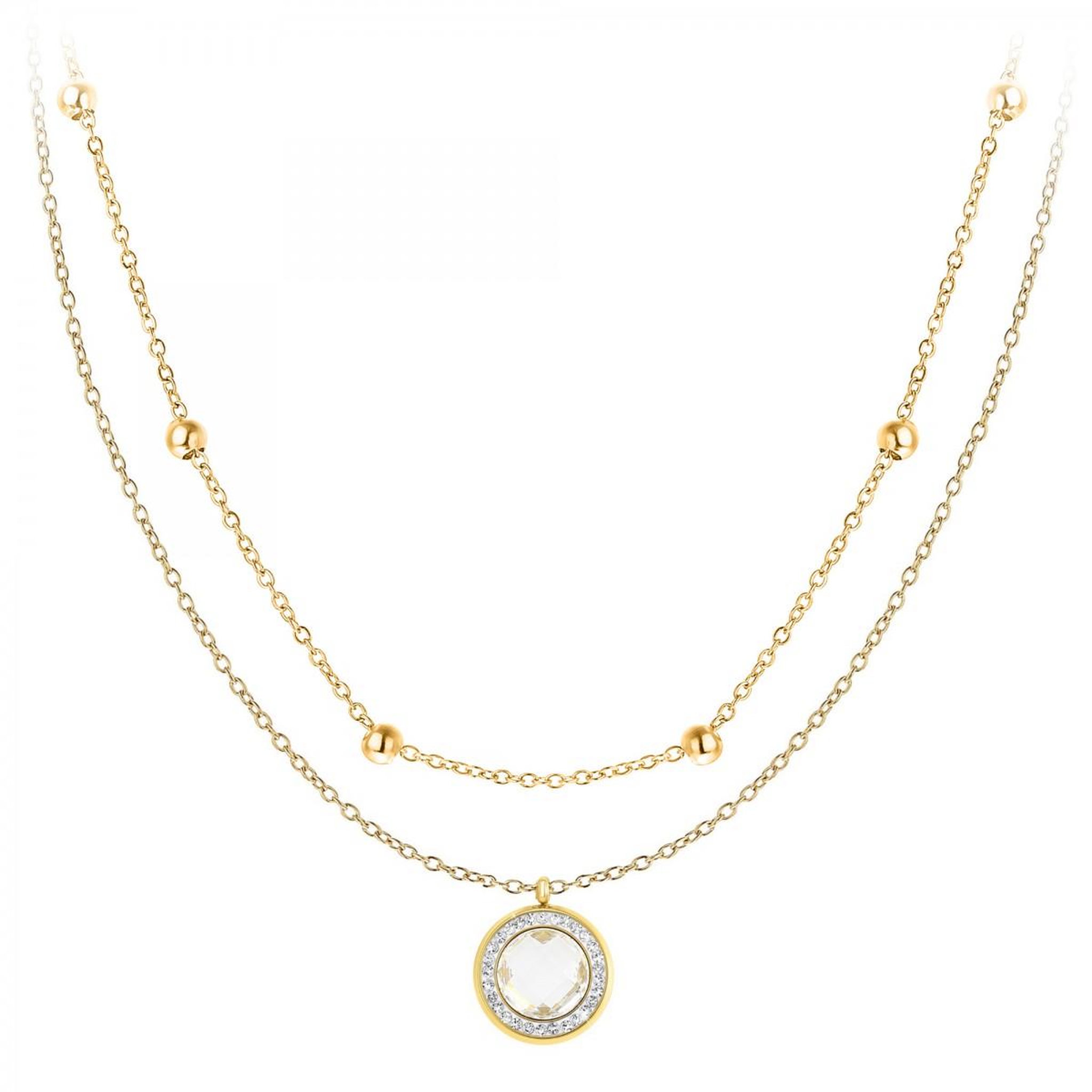 Voir la diapositive 1 : SC BOHEME Lot de 2 colliers SC Bohème en Acier Finement doré orné de cristaux scintillants