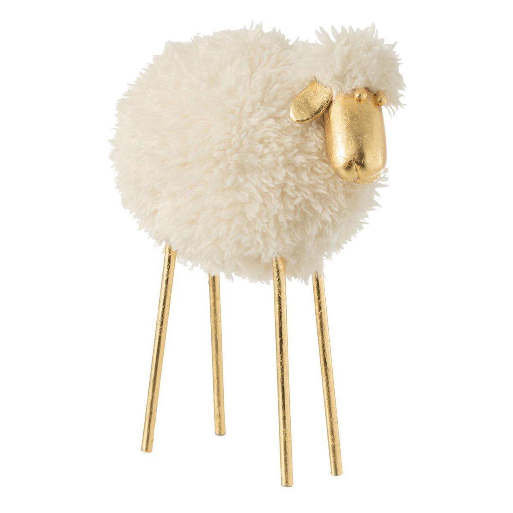 J-LINE Statuette déco design  mouton  45cm blanc & or