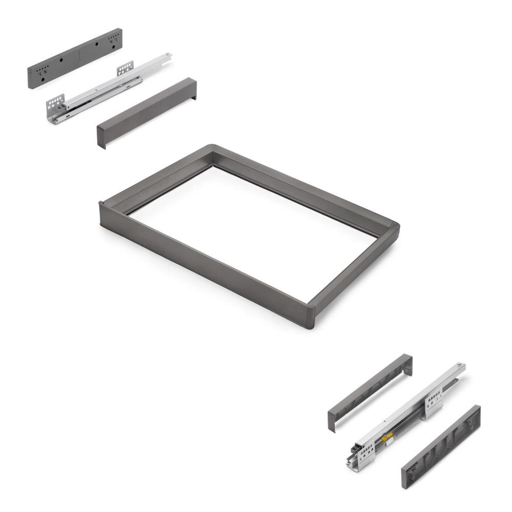 EMUCA SRL Rack avec glissières à extension totale et à fermeture douce pour accessoires d'armoire Quartz -  662-688mm -  Aluminium et plastique -  Titane