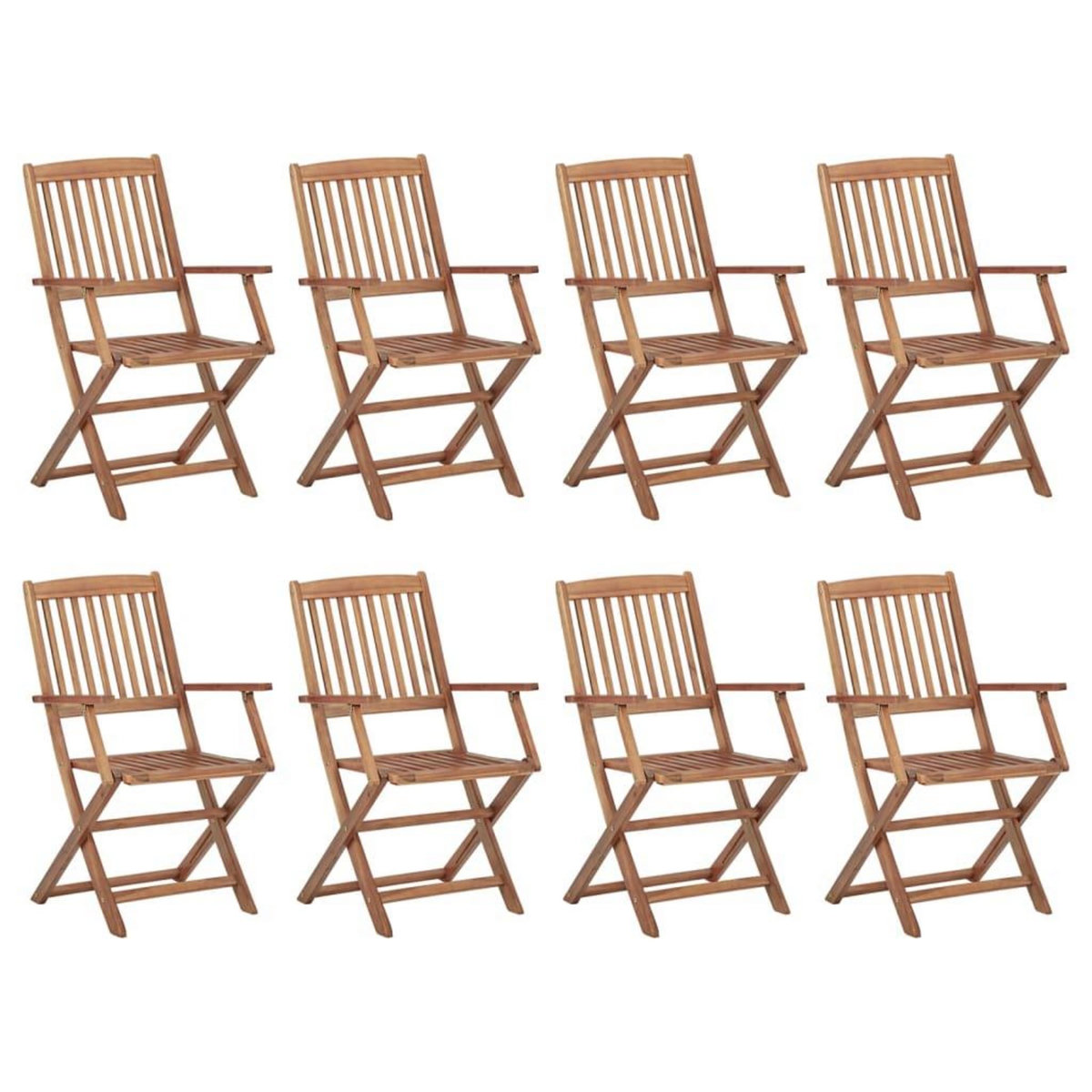 VIDAXL Chaises pliables d'exterieur et coussins lot de 8 Bois d'acacia