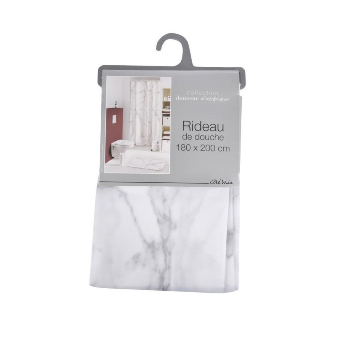 Douceur d'Intérieur Rideau de douche 180x200 cm effet Marbre