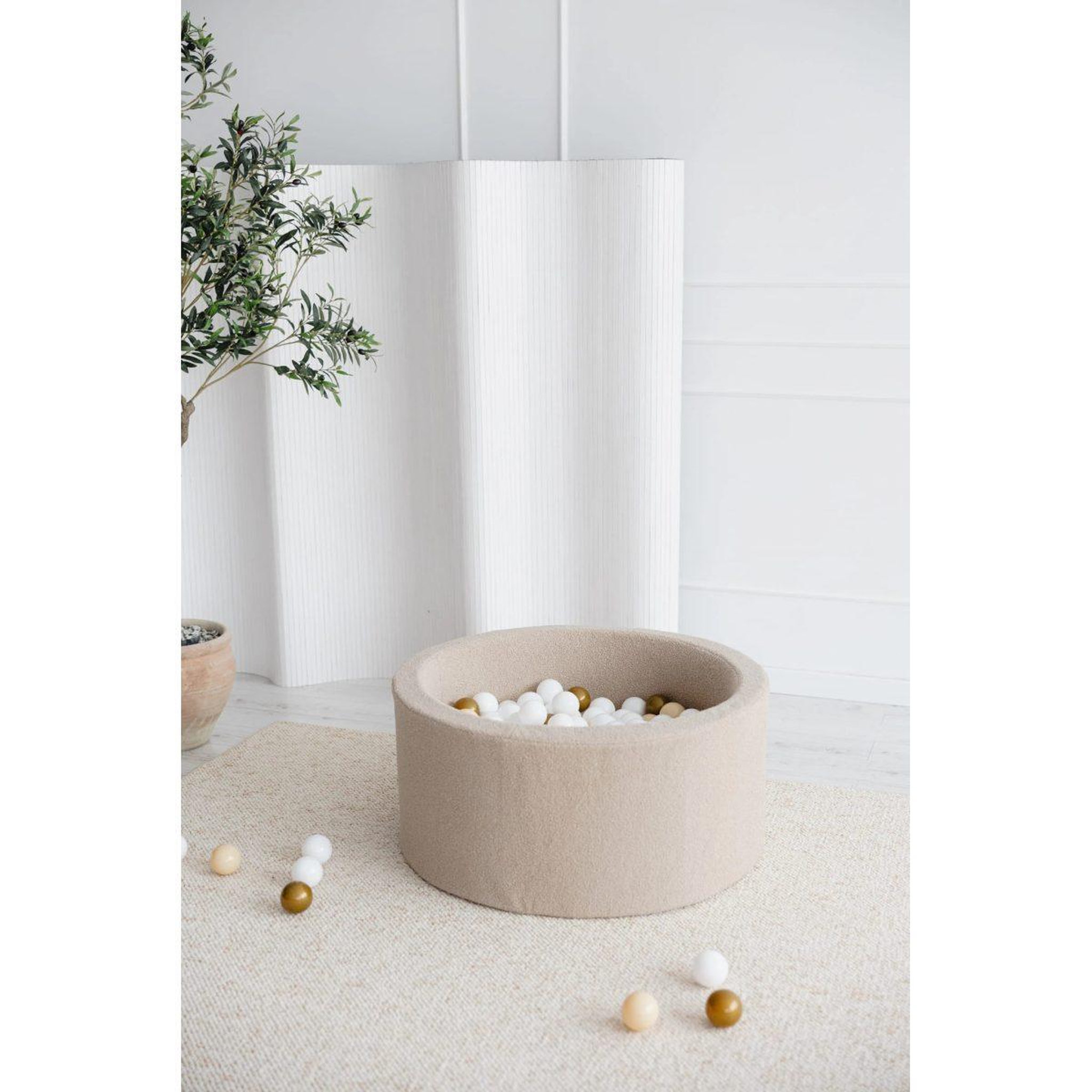 Voir la diapositive 2 : MONIO FOR KIDS Piscine à balles ronde 90 x 40 cm avec 200 balles — Beige