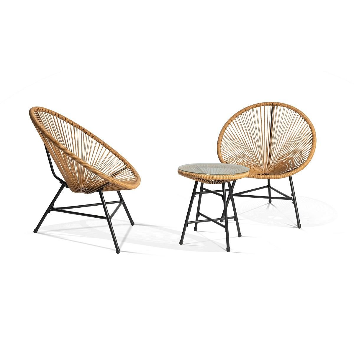 Inkazen Salon bas de jardin en résine naturel 2 places CUBA