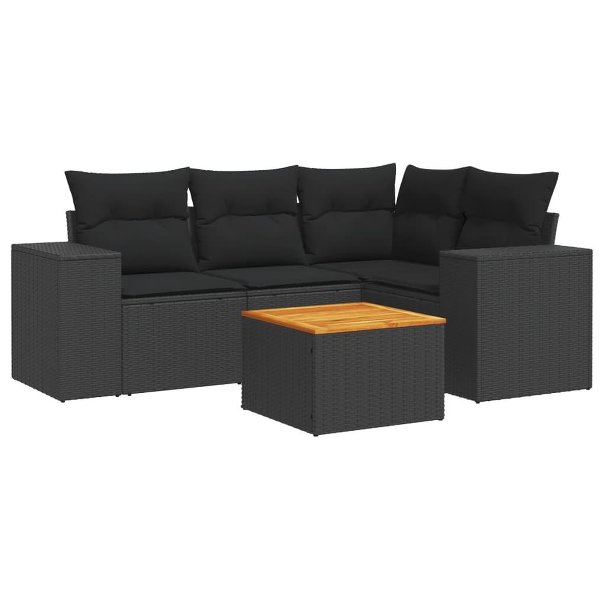 Voir la diapositive 2 : VIDAXL Salon de jardin 5 pcs avec coussins noir resine tressee