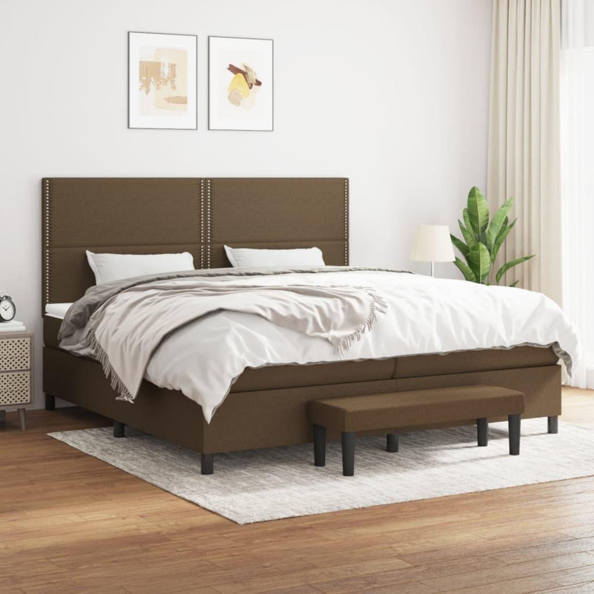 VIDAXL Sommier a lattes de lit avec matelas Marron fonce 200x200 cm