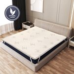 THE WHITE STONE Surmatelas 80 x 190 cm en Latex Naturel | Tissu en Bambou Respirant et Déhoussable | Hauteur 5 cm. Coloris disponibles : Blanc