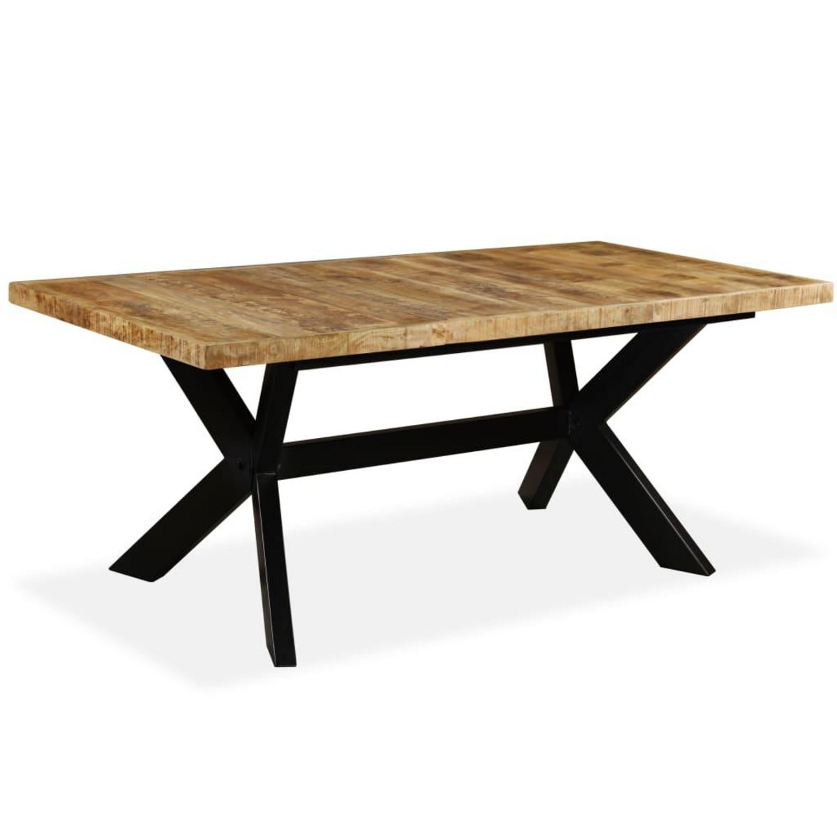 VIDAXL Table a manger Bois de manguier massif et croix en acier 180 cm