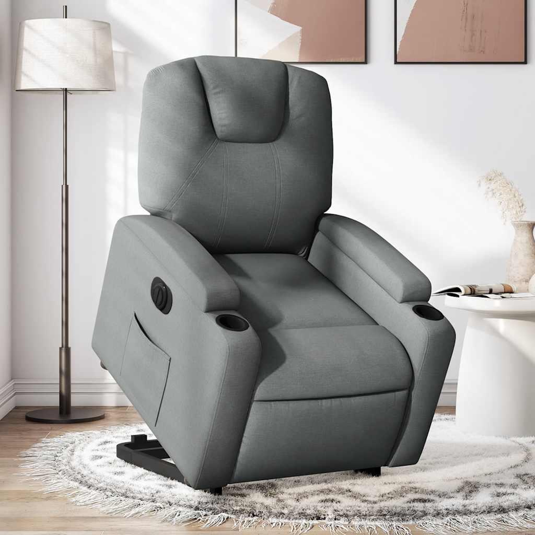 VIDAXL Fauteuil inclinable electrique gris fonce tissu