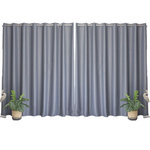 TOILINUX Lot de 2 grands Rideaux unis occultants avec œillets - 300 x 240 cm - Gris