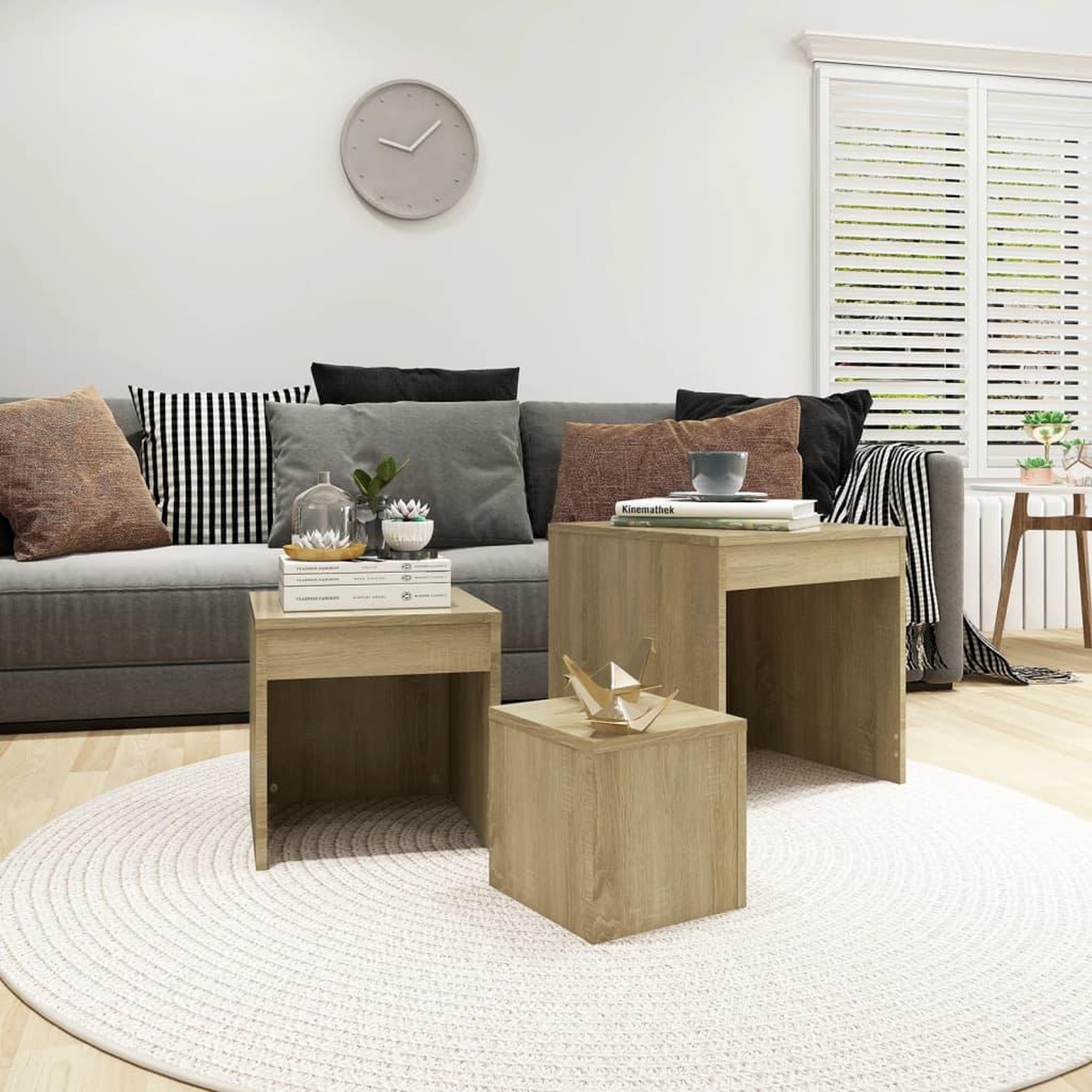Voir la diapositive 3 : VIDAXL Tables gigognes 3 pcs Chene sonoma Agglomere