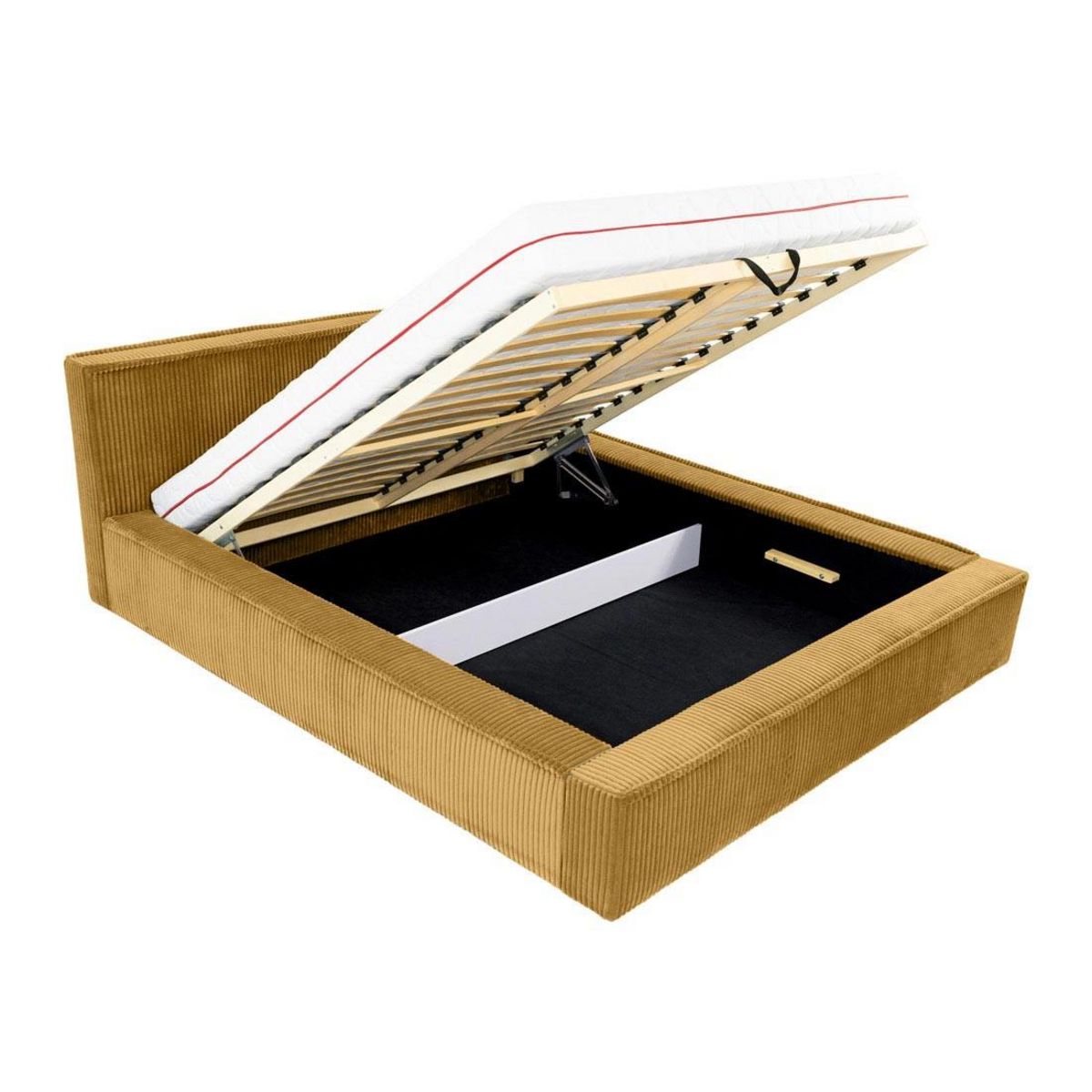 BEST MOBILIER Swan - lit coffre - 140x200 cm - sommier inclus - en velours côtelé grosses côtes