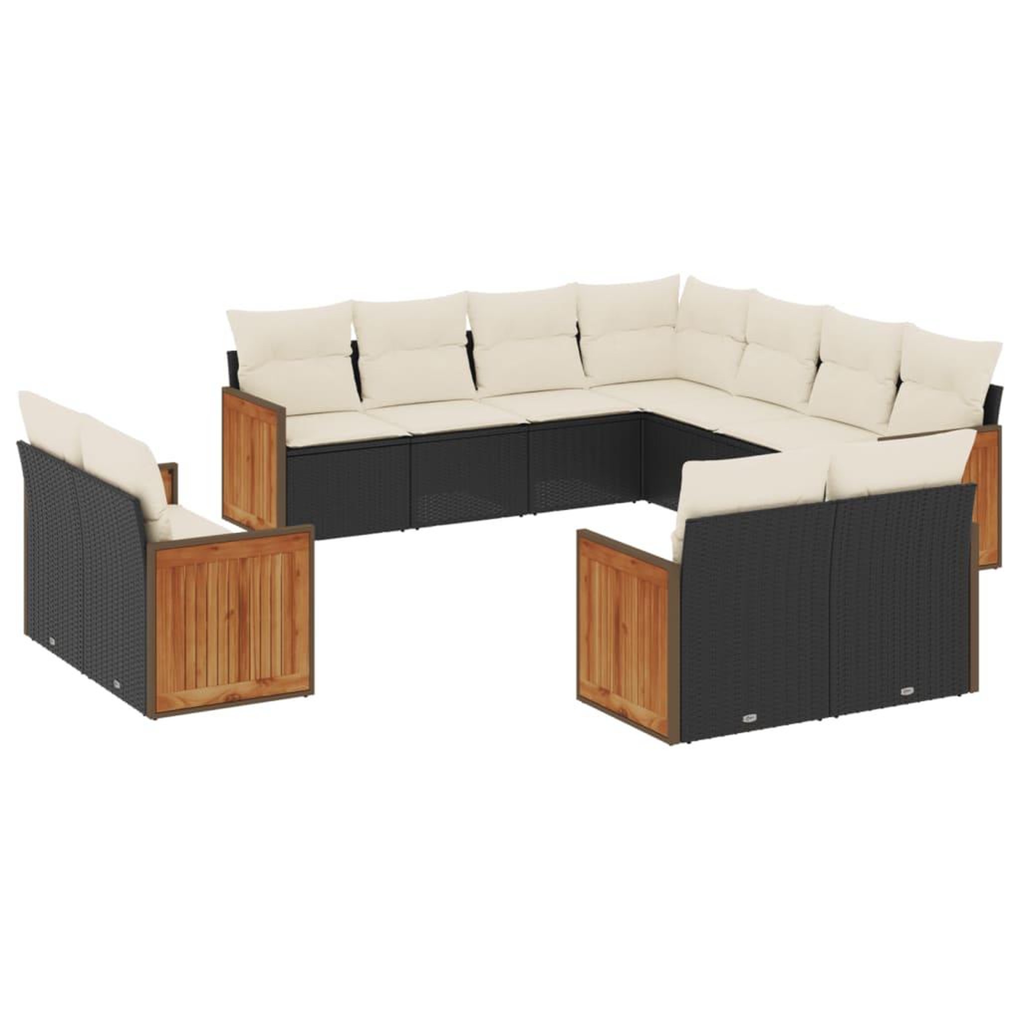Voir la diapositive 2 : VIDAXL Salon de jardin 11 pcs avec coussins noir resine tressee