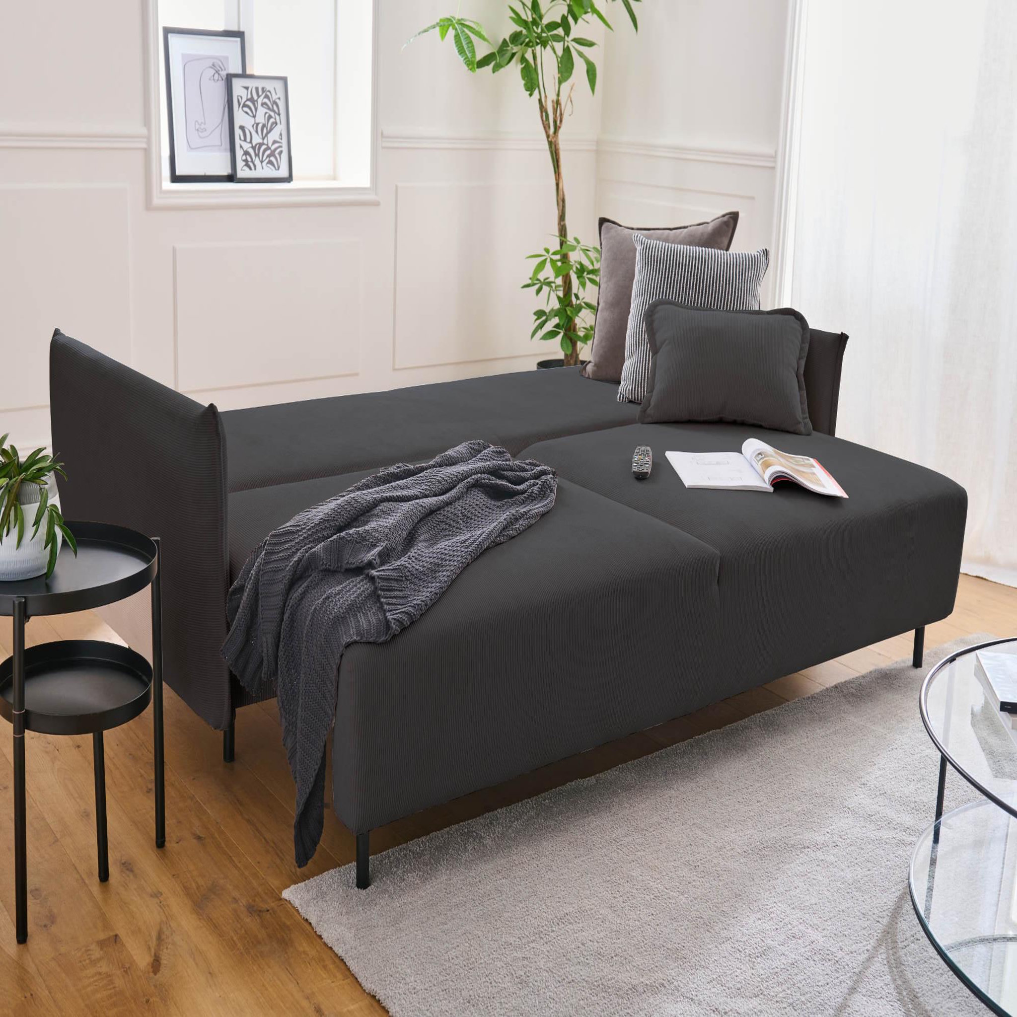 Voir la diapositive 2 : LISA DESIGN Valentina - canapé 3 places convertible - avec coffre - en velours côtelé - style contemporain