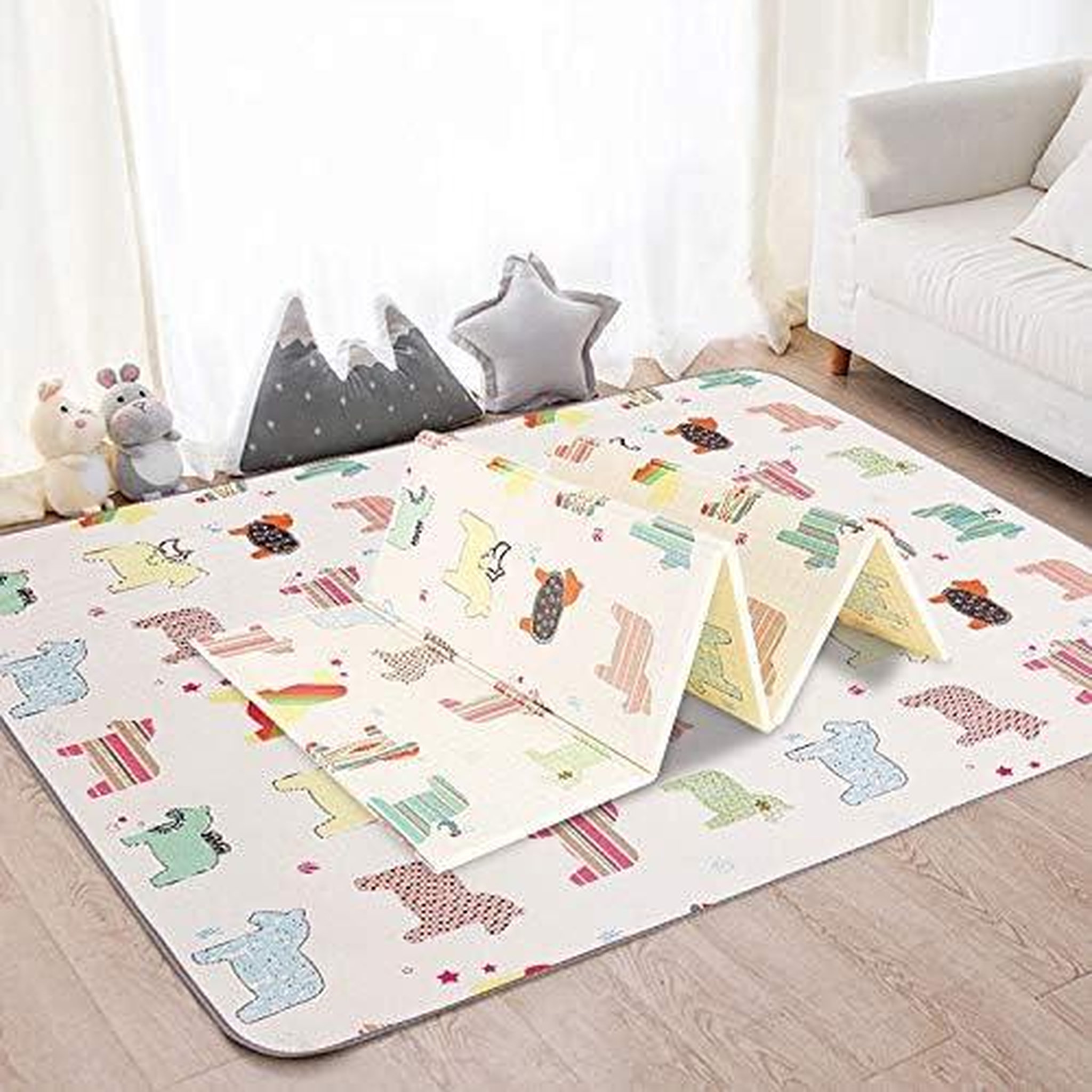 MAMABRUM Tapis D'éveil Bébé en Mousse 200*180, Pliable, Imperméable, Flexible, Antidérapant, Reversible