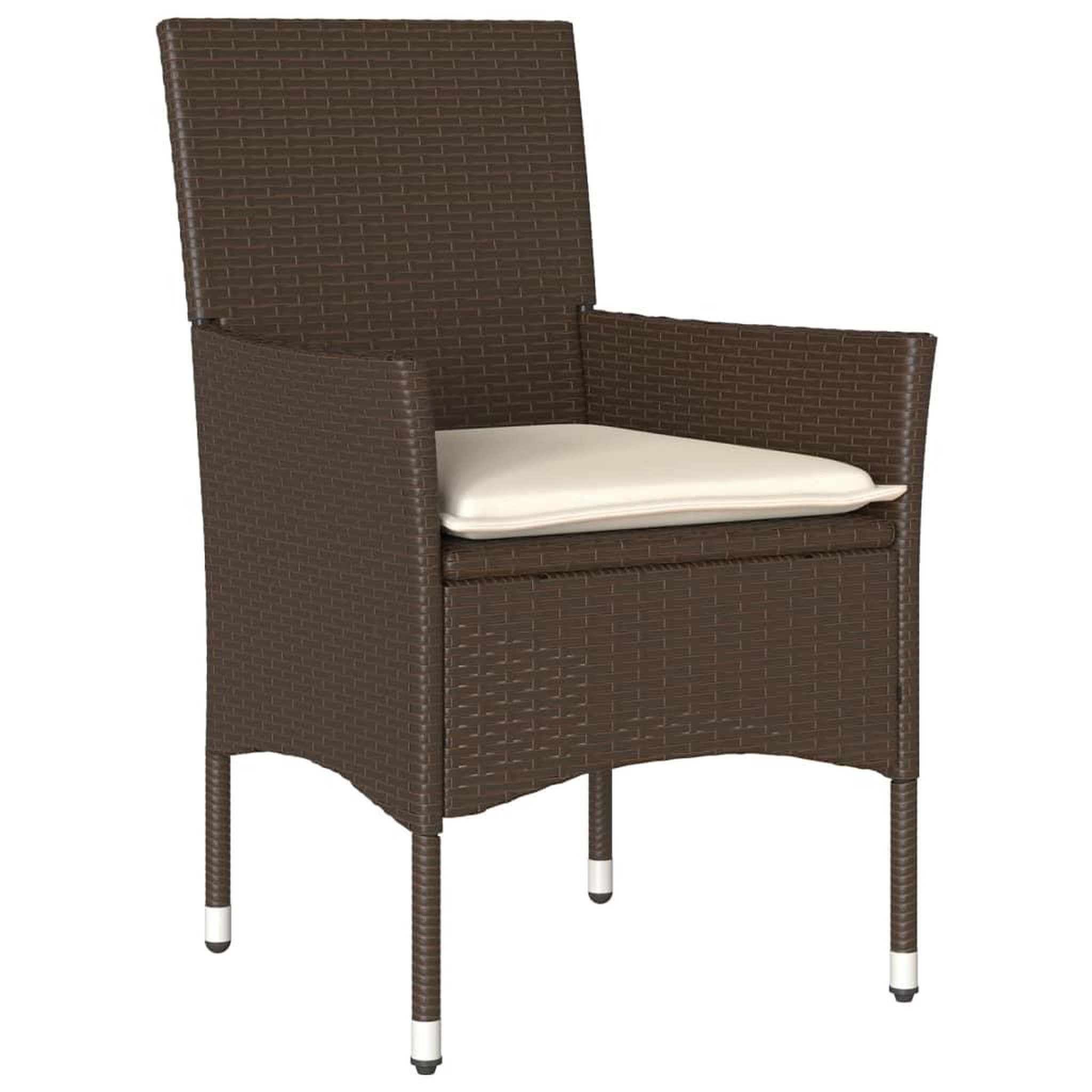 Voir la diapositive 3 : VIDAXL Ensemble de bistro avec coussins 3 pcs marron rotin et verre