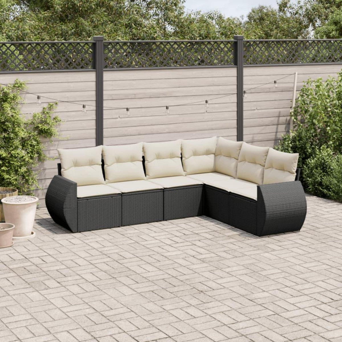 VIDAXL Salon de jardin 6 pcs avec coussins noir resine tressee