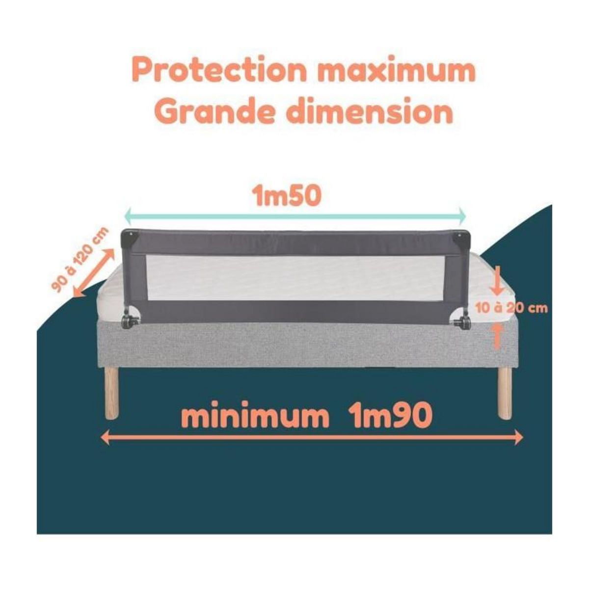 LOOPING Barriere de lit - LOOPING - BL5003G - Rabattable - Gris