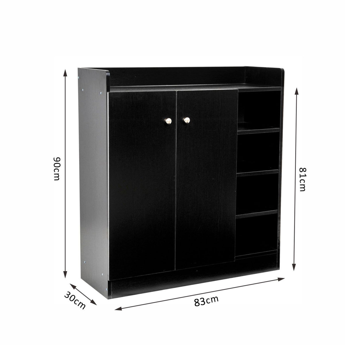 HOMCOM Armoire / etagere / meuble a chaussures très pratique en panneaux de particules noir