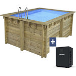 Habitat et Jardin Piscine bois rectangle   Maldives   - 3.20 x 3.20 x 1.24  m + Pompe à chaleur  3.5 kw/h