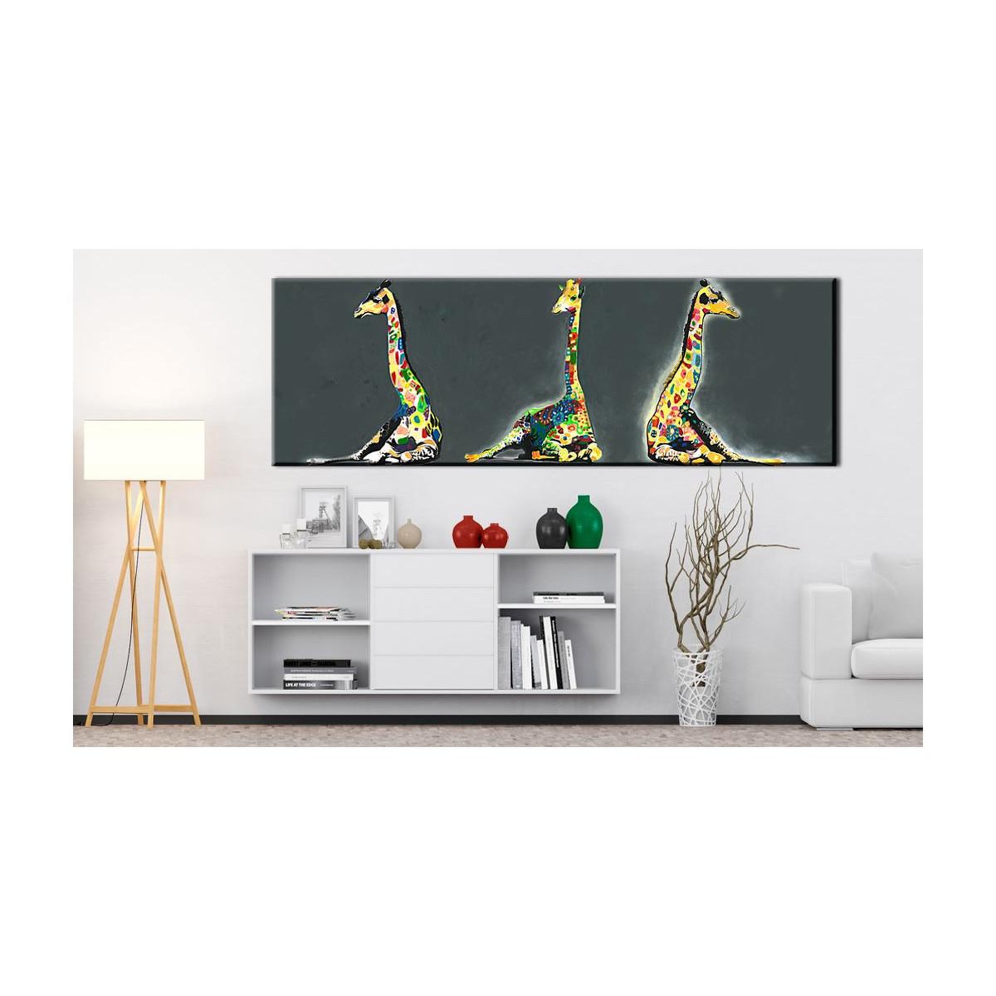 Voir la diapositive 2 : Paris Prix Tableau imprimé  colourful giraffes