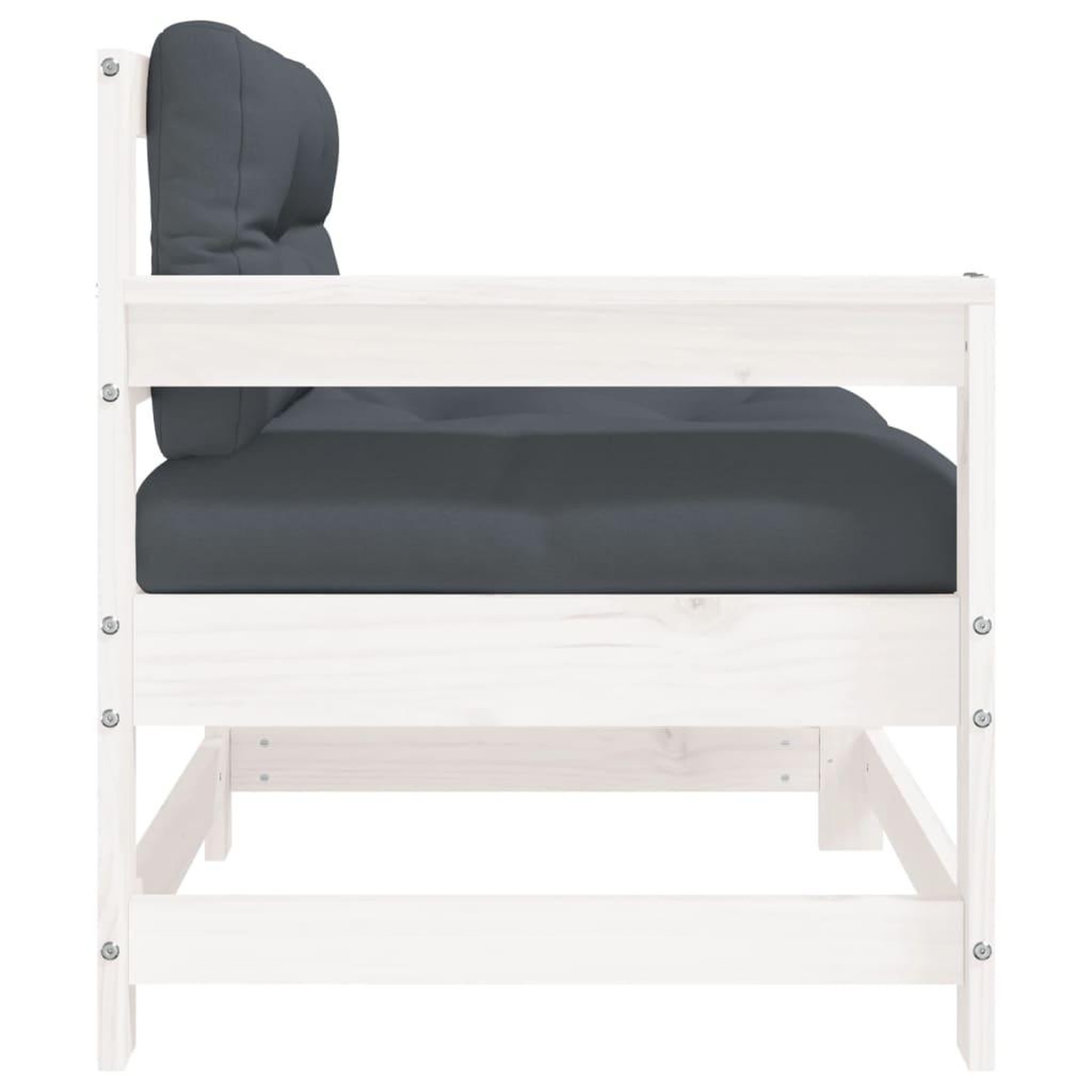 Voir la diapositive 4 : VIDAXL Chaise de jardin avec coussins blanc bois de pin massif