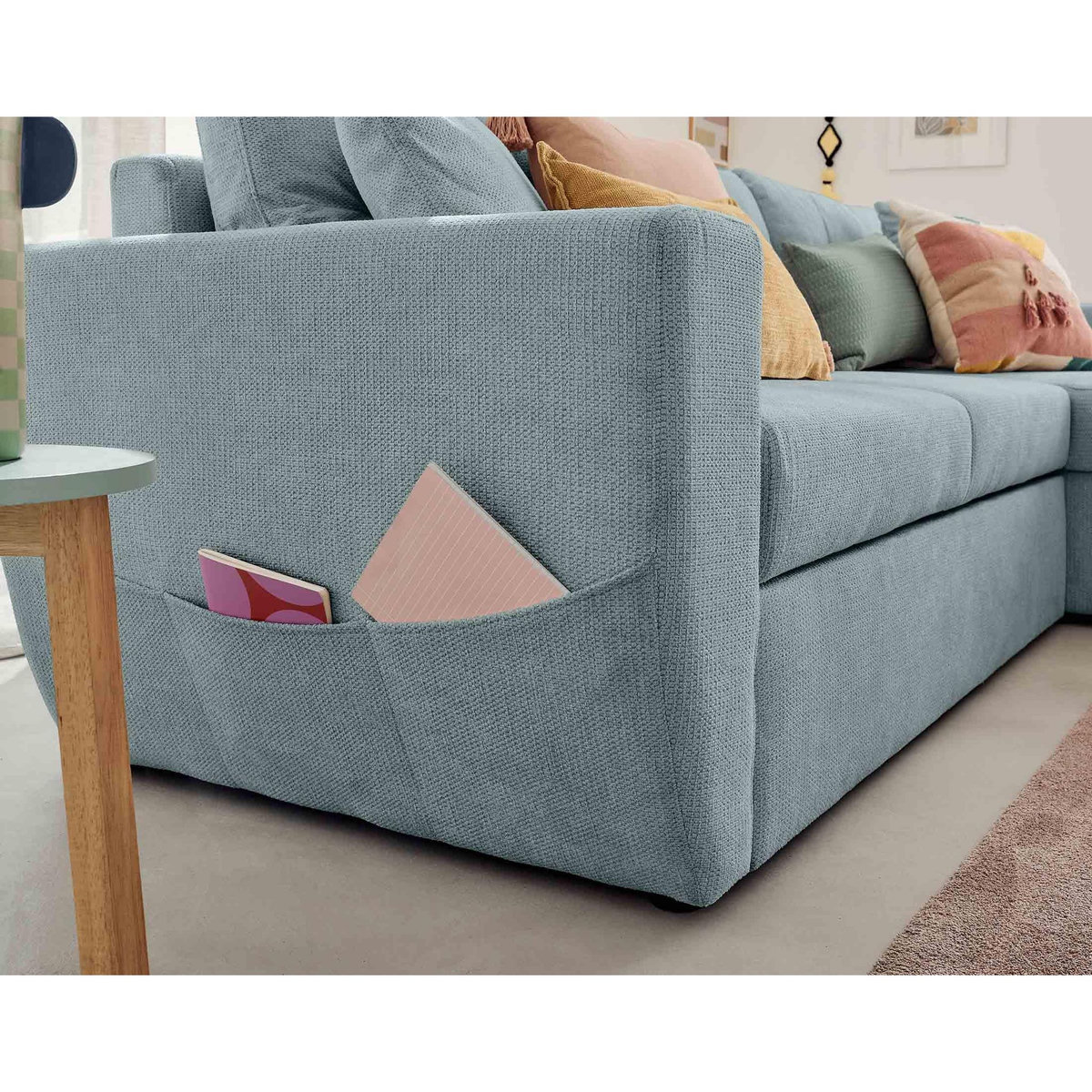 BEST MOBILIER Astoria - canapé d'angle réversible 4 places - convertible avec coffre - en tissu texturé