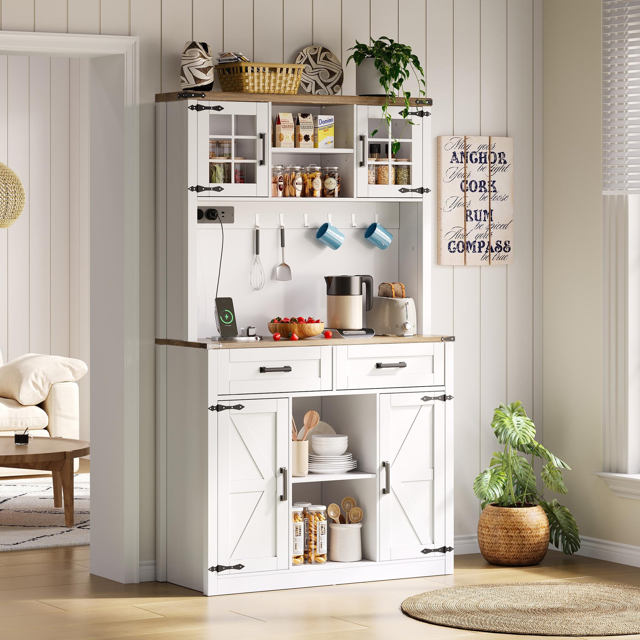 Voir la diapositive 5 : MERAX Buffet de cuisine 4 portes 2 tiroirs - 100 cm blanc mdf