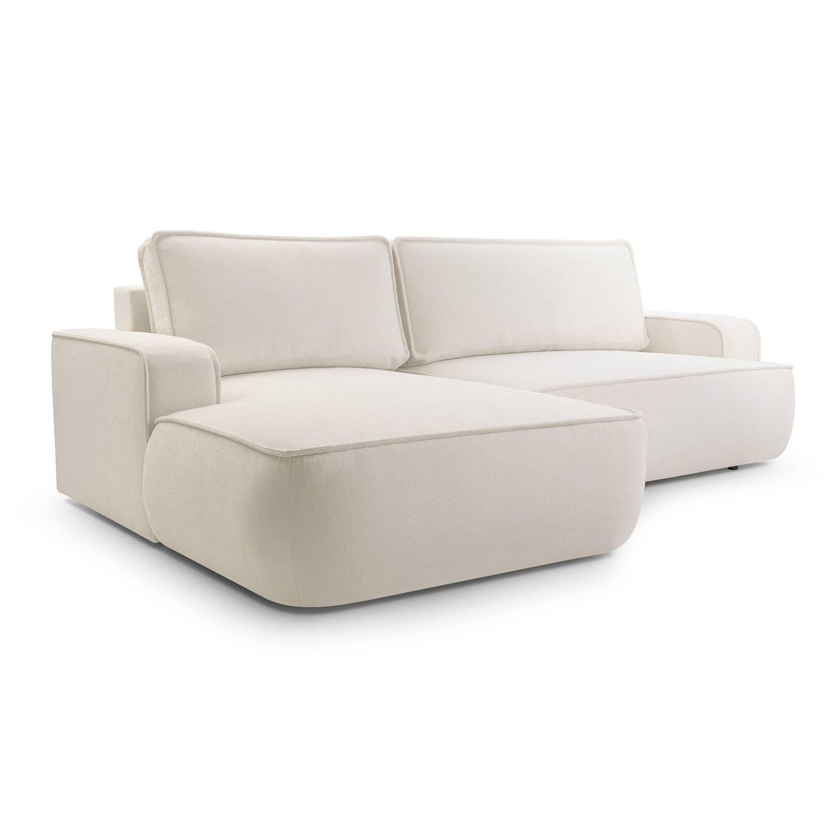 BEST MOBILIER Nessino - canapé d'angle gauche 4 places - convertible avec coffre - en tissu texturé