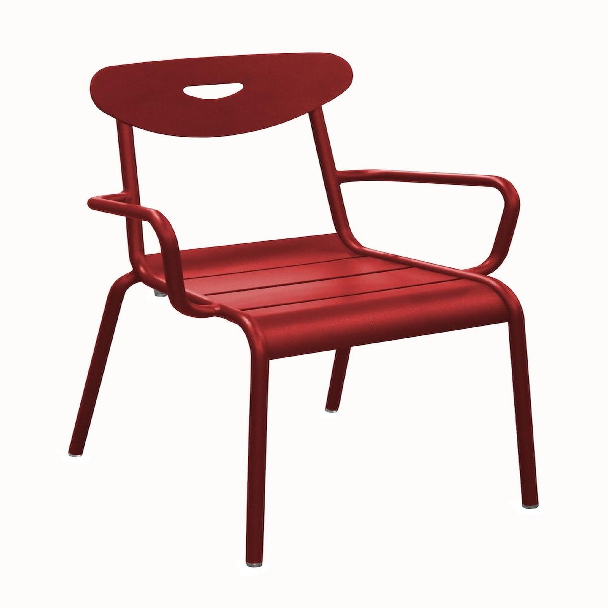 Proloisirs Fauteuil lounge empilable en aluminium - SMILEY - Structure tube rond Ø 25 mm - Coloris rouge