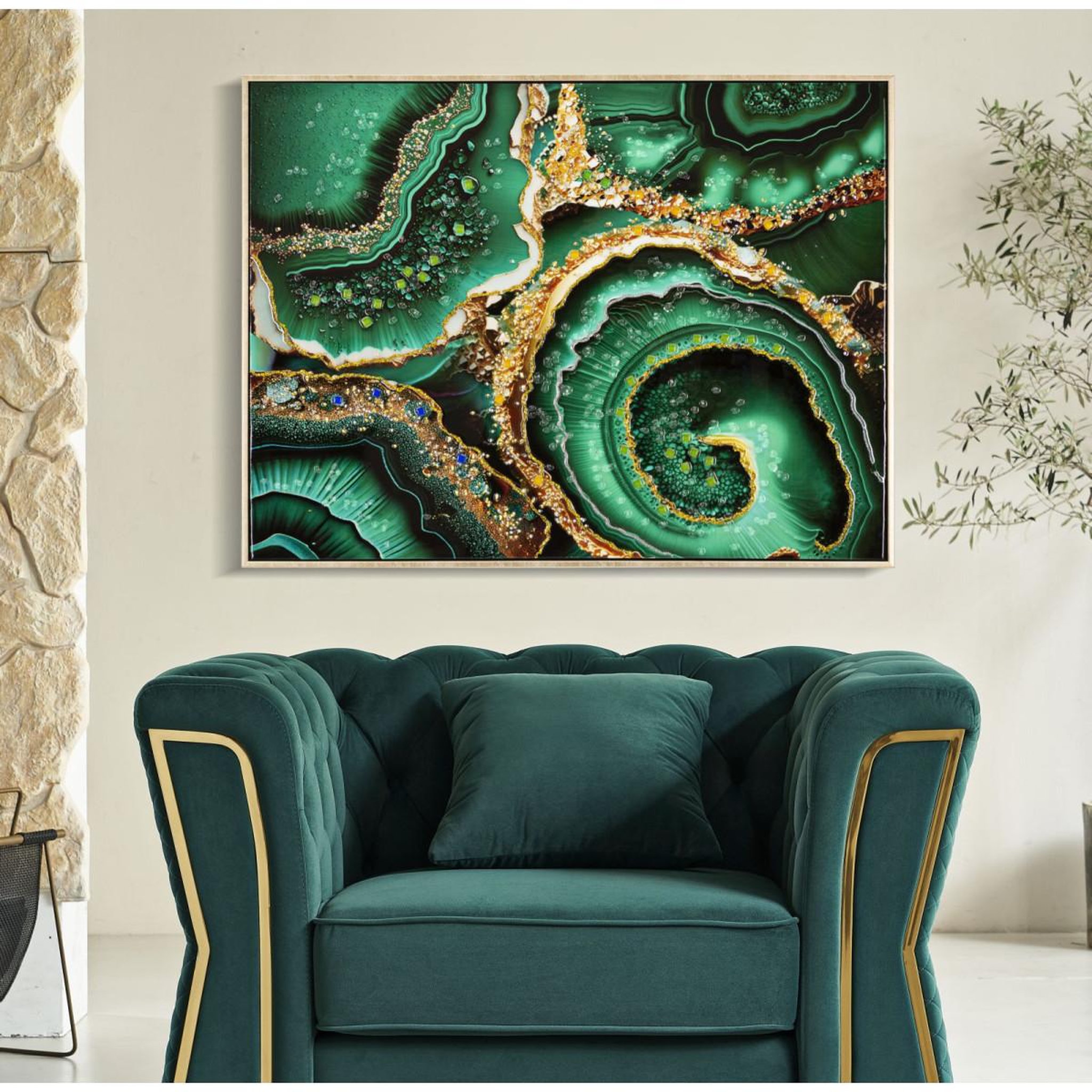 Voir la diapositive 6 : Paris Prix Tableau imprimé déco  smeraldy  62x82cm vert