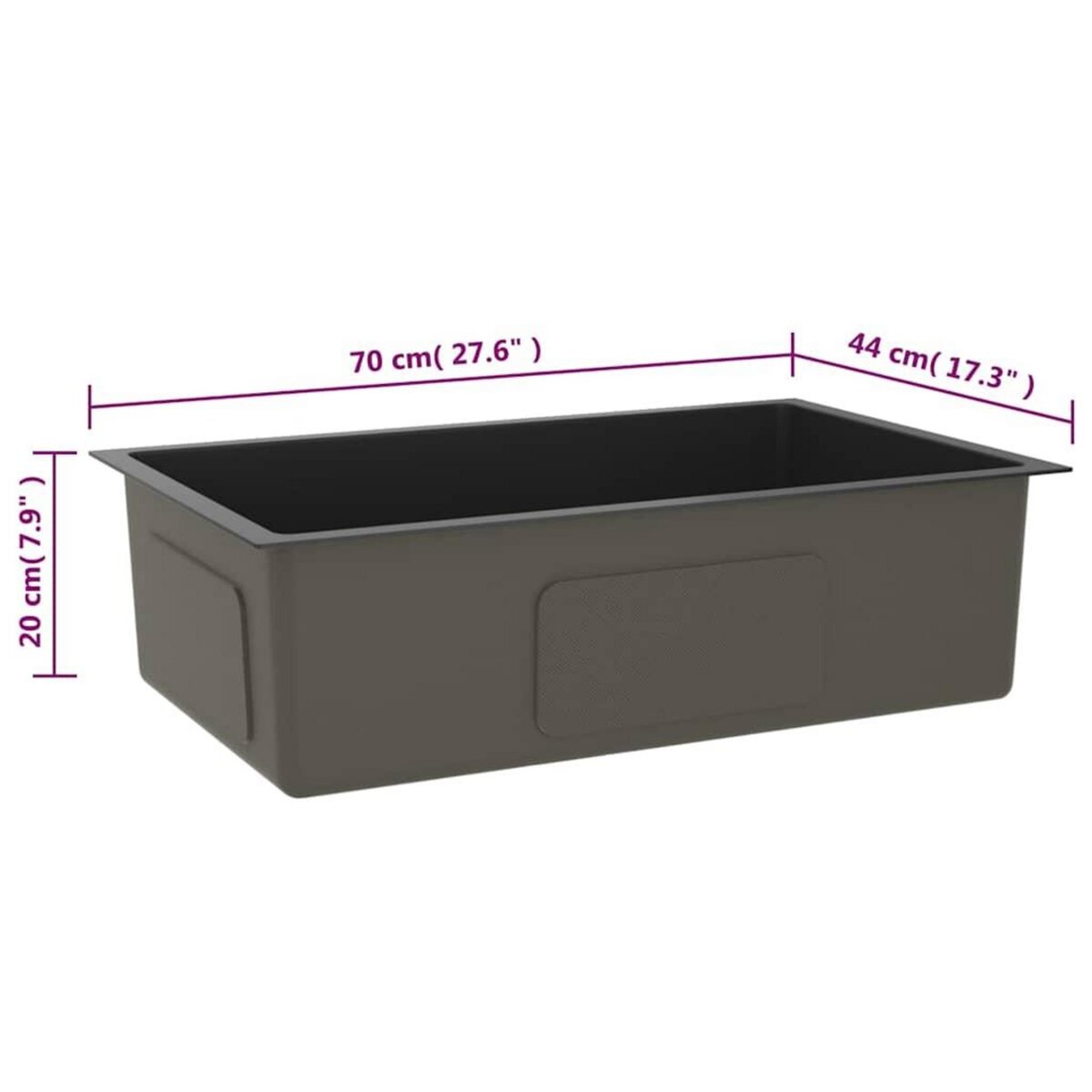 VIDAXL Evier de cuisine fait main Noir Acier inoxydable