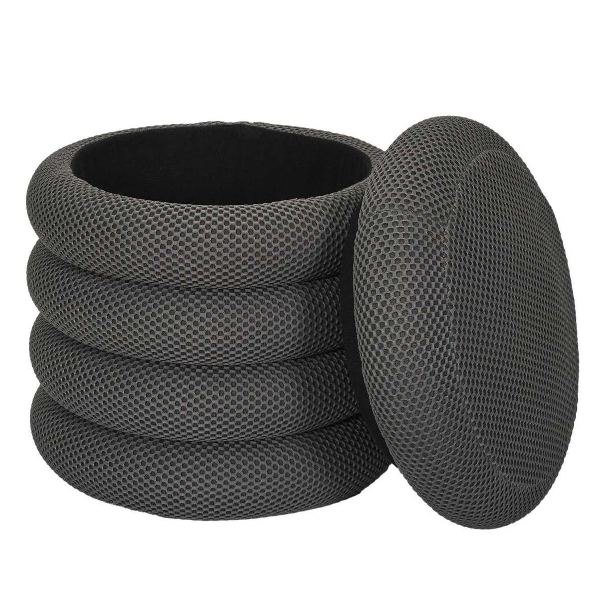 Voir la diapositive 2 : The Home Deco Factory Pouf coffre rangement  atome  42cm gris
