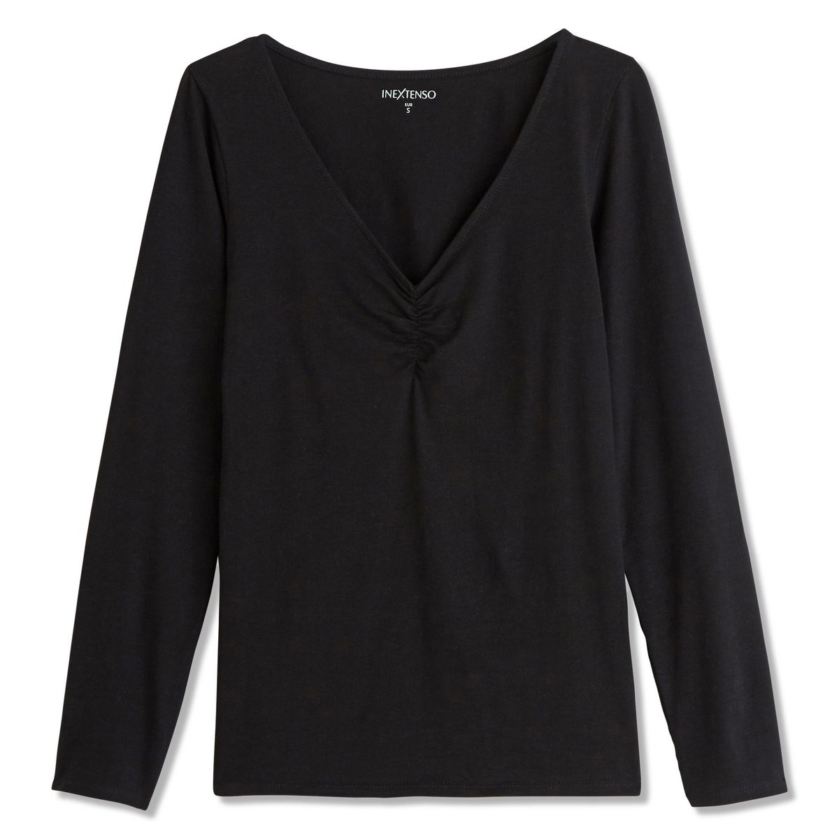 INEXTENSO T-shirt manches longues noir col v femme