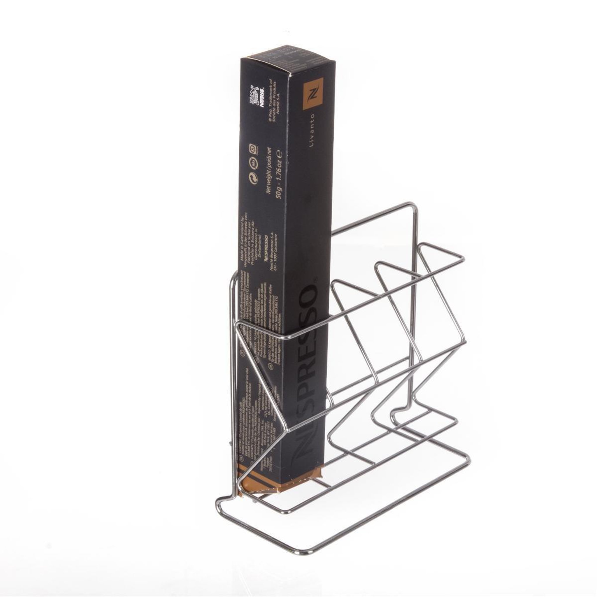 Voir la diapositive 2 : SECRET DE GOURMET Porte boîtes à capsules café  métal  17cm argent