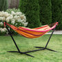 Voir la diapositive 2 : OUTSUNNY Hamac de jardin avec support en métal époxy hamac sur pied 1 place charge max. 120 Kg sac transport rouge
