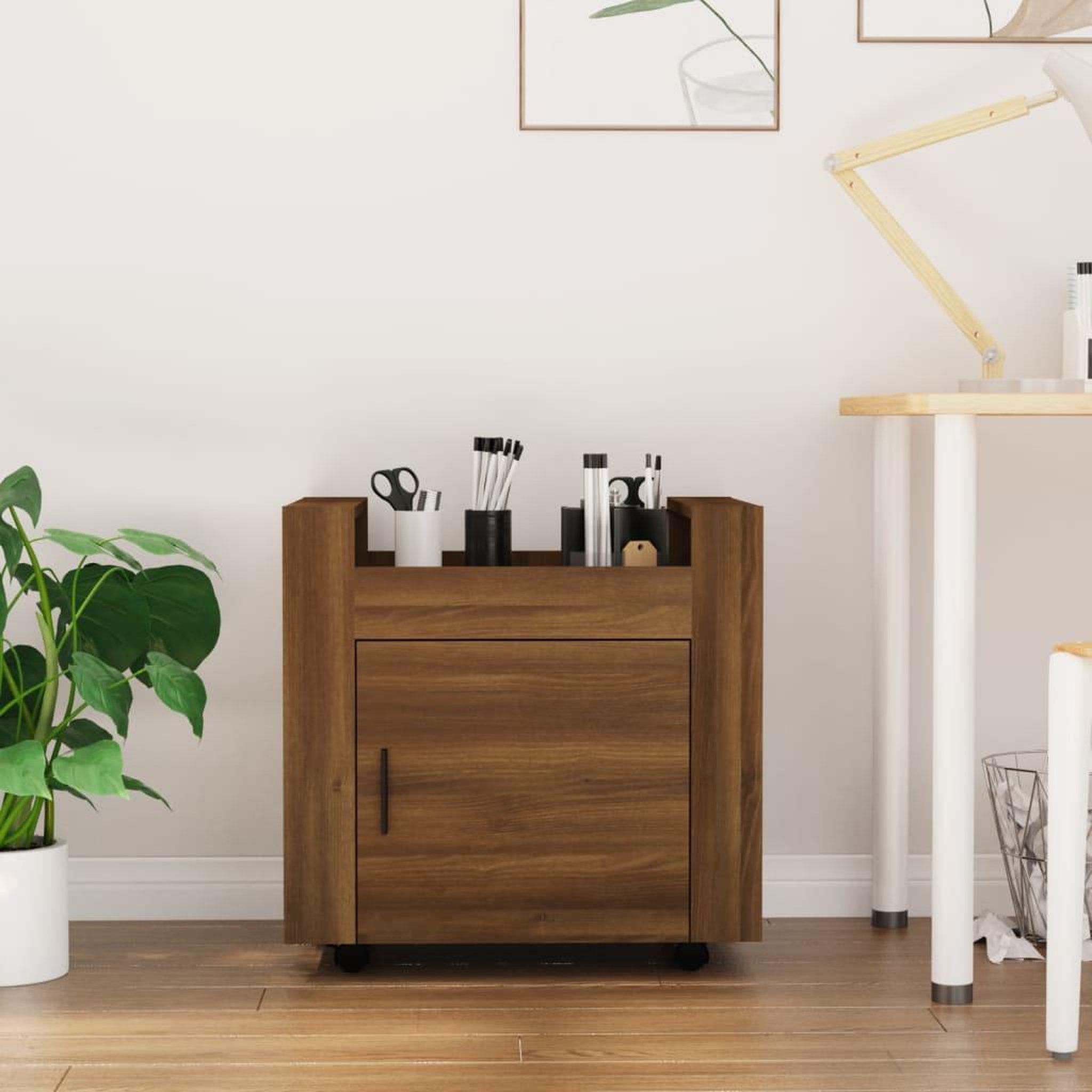 VIDAXL Chariot de bureau Chene marron 60x45x60 cm Bois d'ingenierie