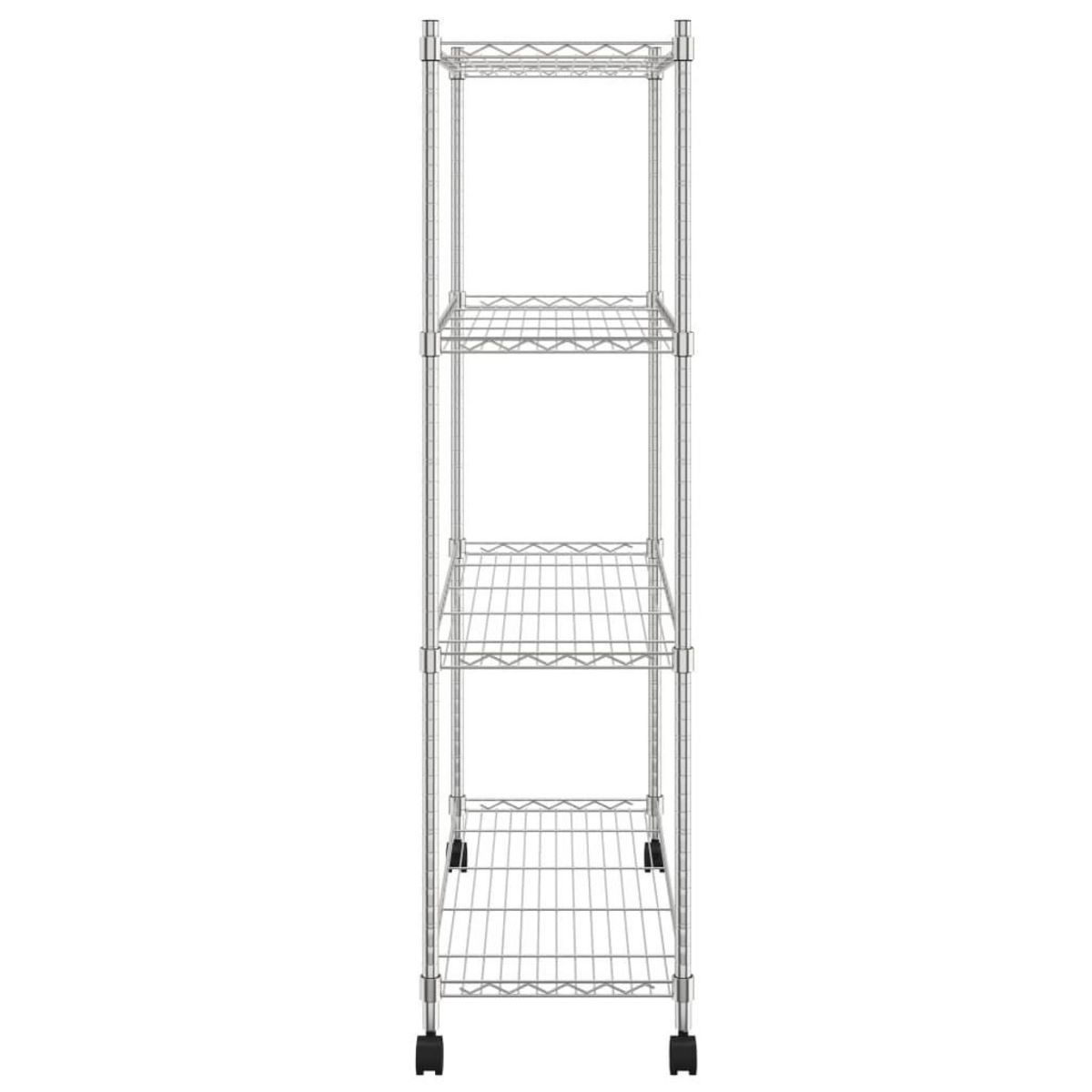 VIDAXL Etagere de rangement 4 niveaux et roues 90x35x142 cm chrome