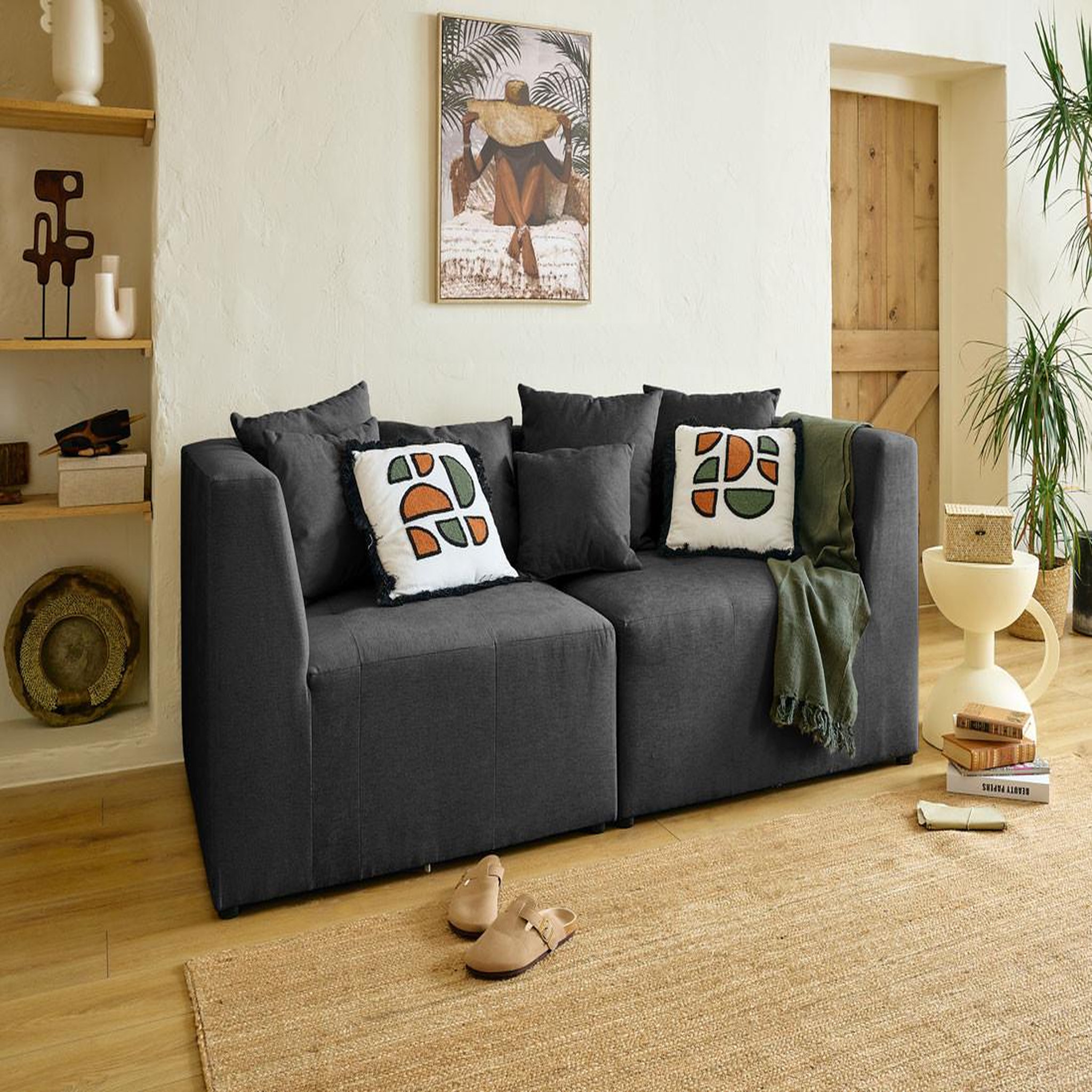 Voir la diapositive 2 : BEST MOBILIER Amalfi - module d'angle réversible - en tissu