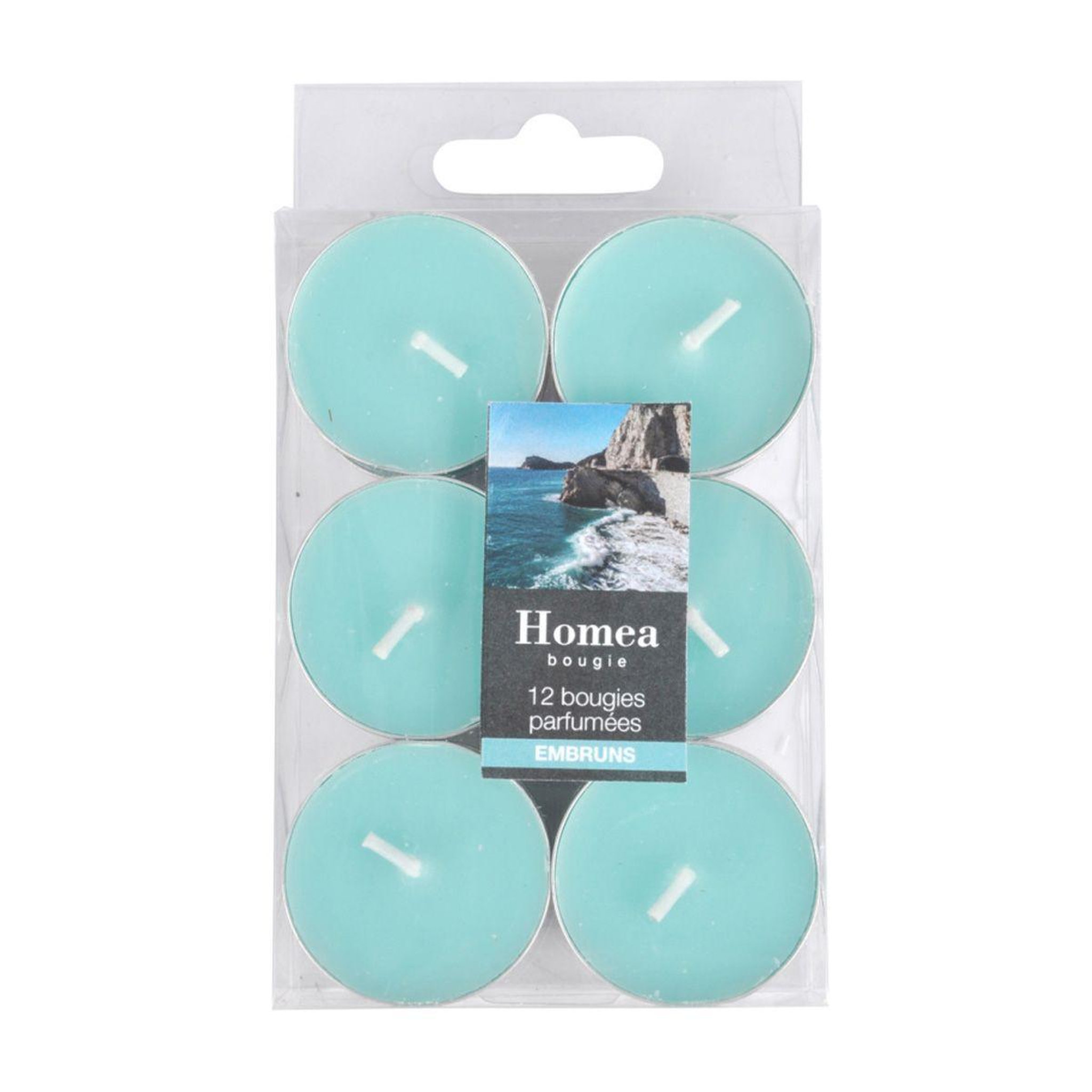 HOMEA Lot de 12 bougies chauffe-plat  essentiel  3,5cm embruns