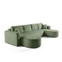 Voir la diapositive 2 : BEST MOBILIER Miro - canapé panoramique en u 7 places - convertible avec coffre - en velours texturé