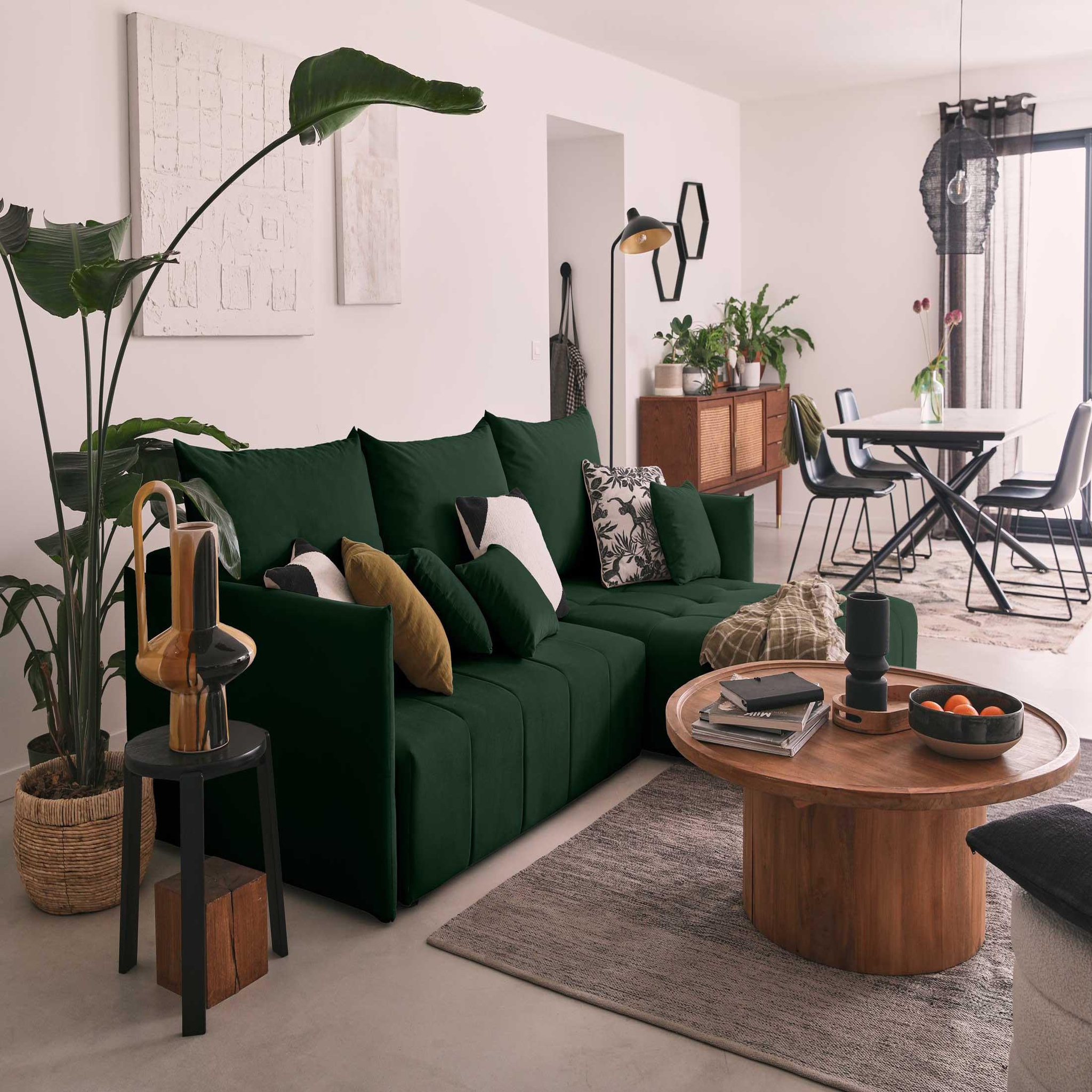 Voir la diapositive 2 : BEST MOBILIER Petra - canapé d'angle réversible - convertible avec coffre - 4 places - en velours