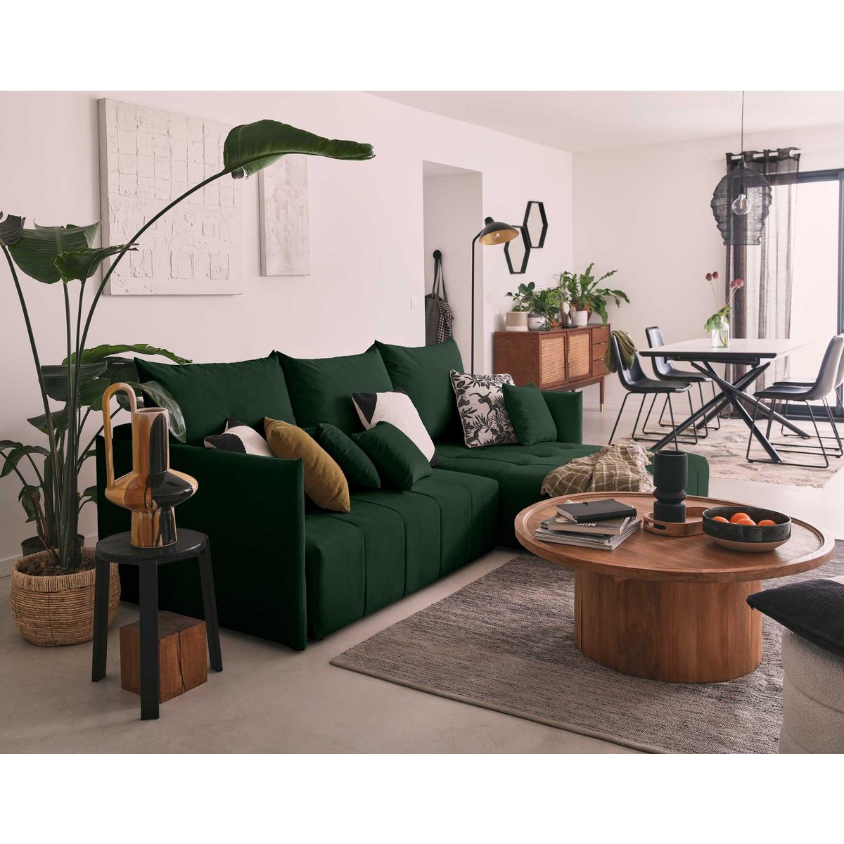 BEST MOBILIER Petra - canapé d'angle réversible - convertible avec coffre - 4 places - en velours