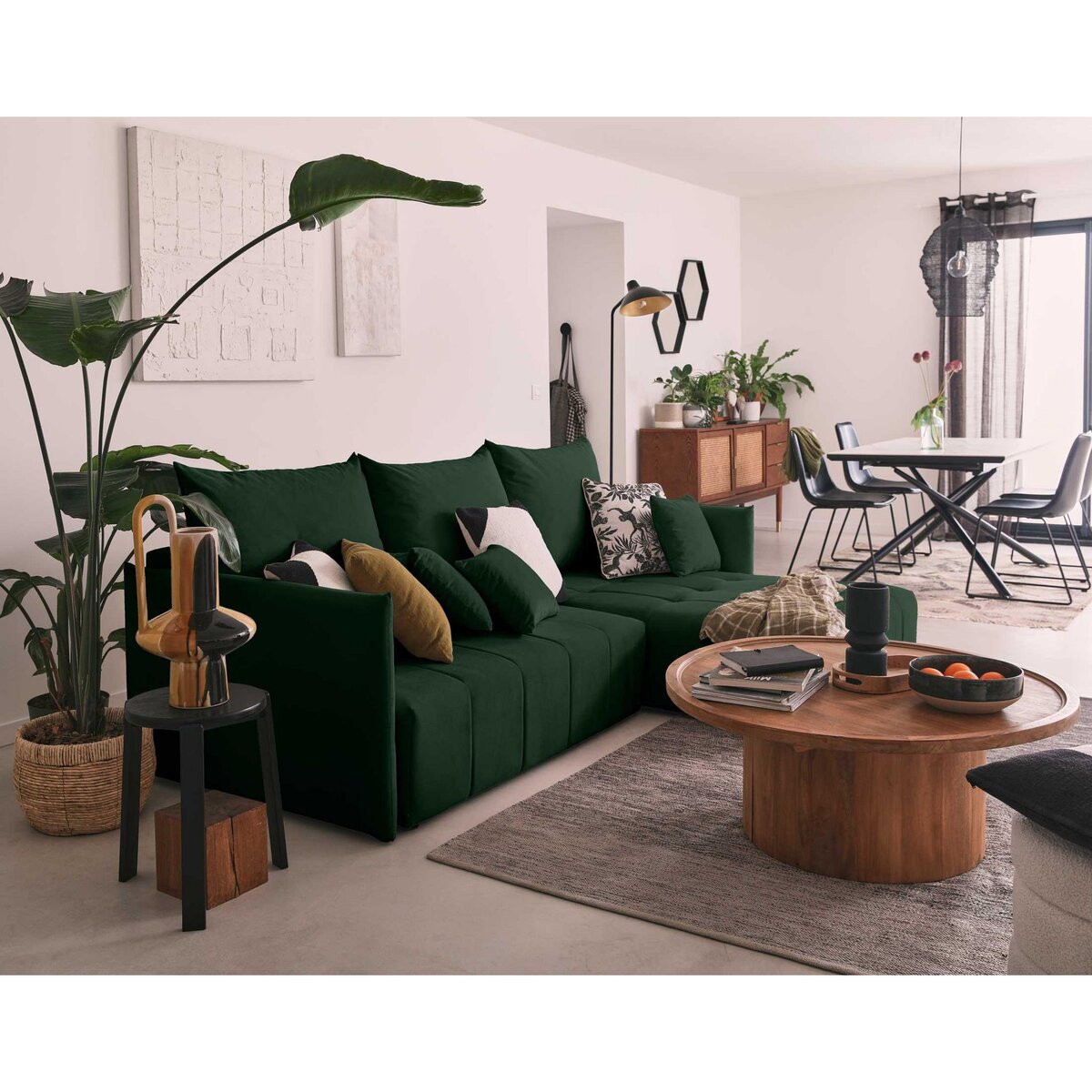 BEST MOBILIER Petra - canapé d'angle réversible - convertible avec coffre - 4 places - en velours