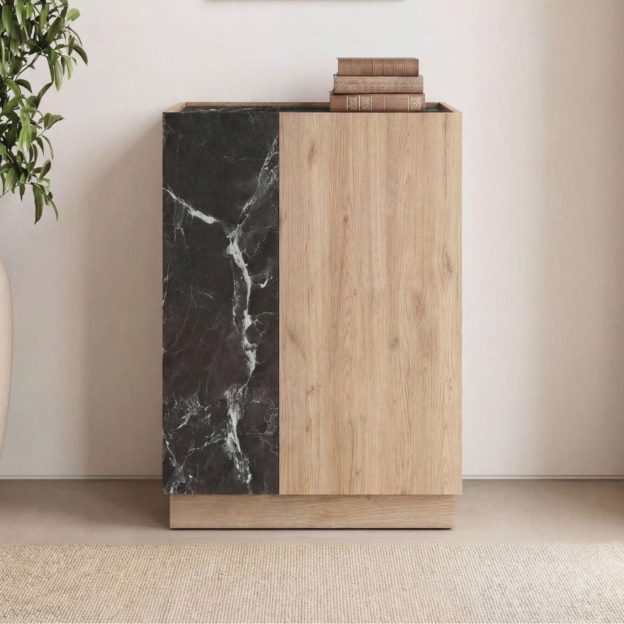 Voir la diapositive 6 : CASANOVA PARIS Auren - mini commode 2 portes 80cm en mélamine - chêne clair