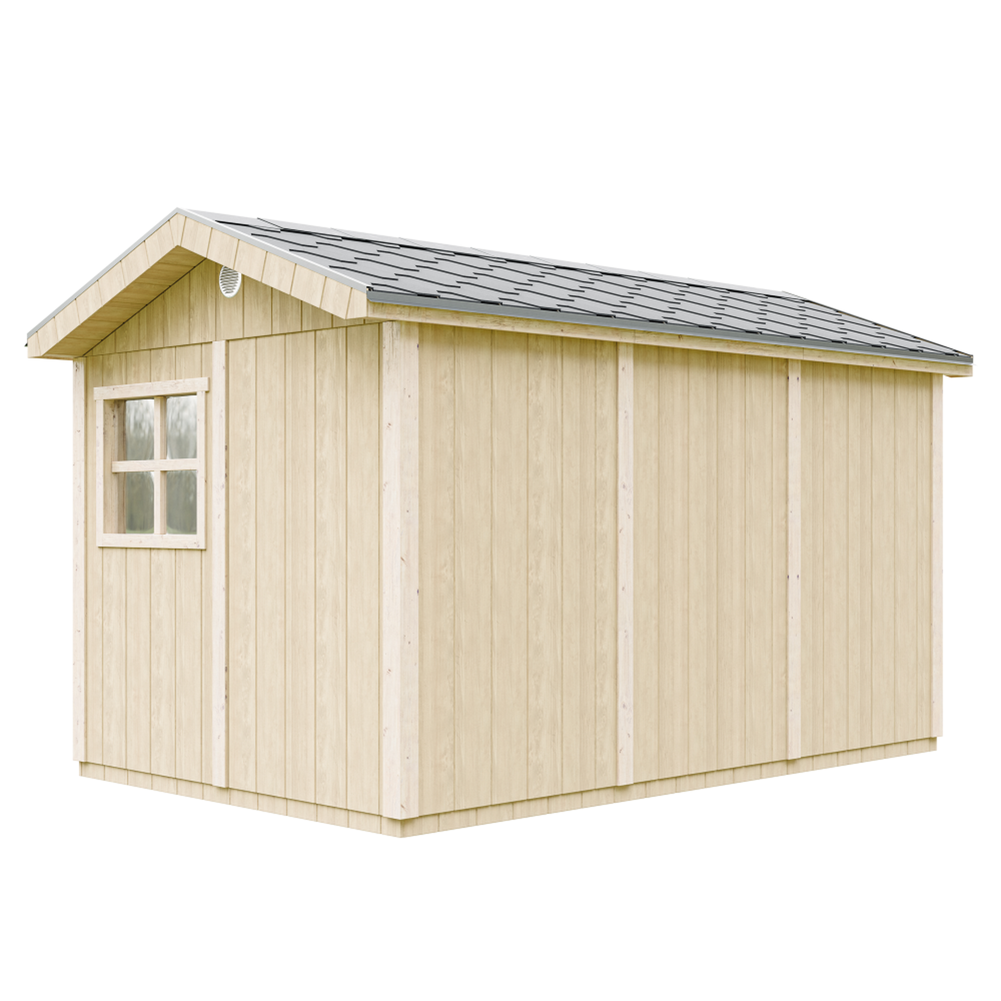 Voir la diapositive 2 : TIMBELA Abri de Jardin Qualité Premium 8,68m² H252x250x412 cm Avec un sol et des bardeaux bitumineux M914