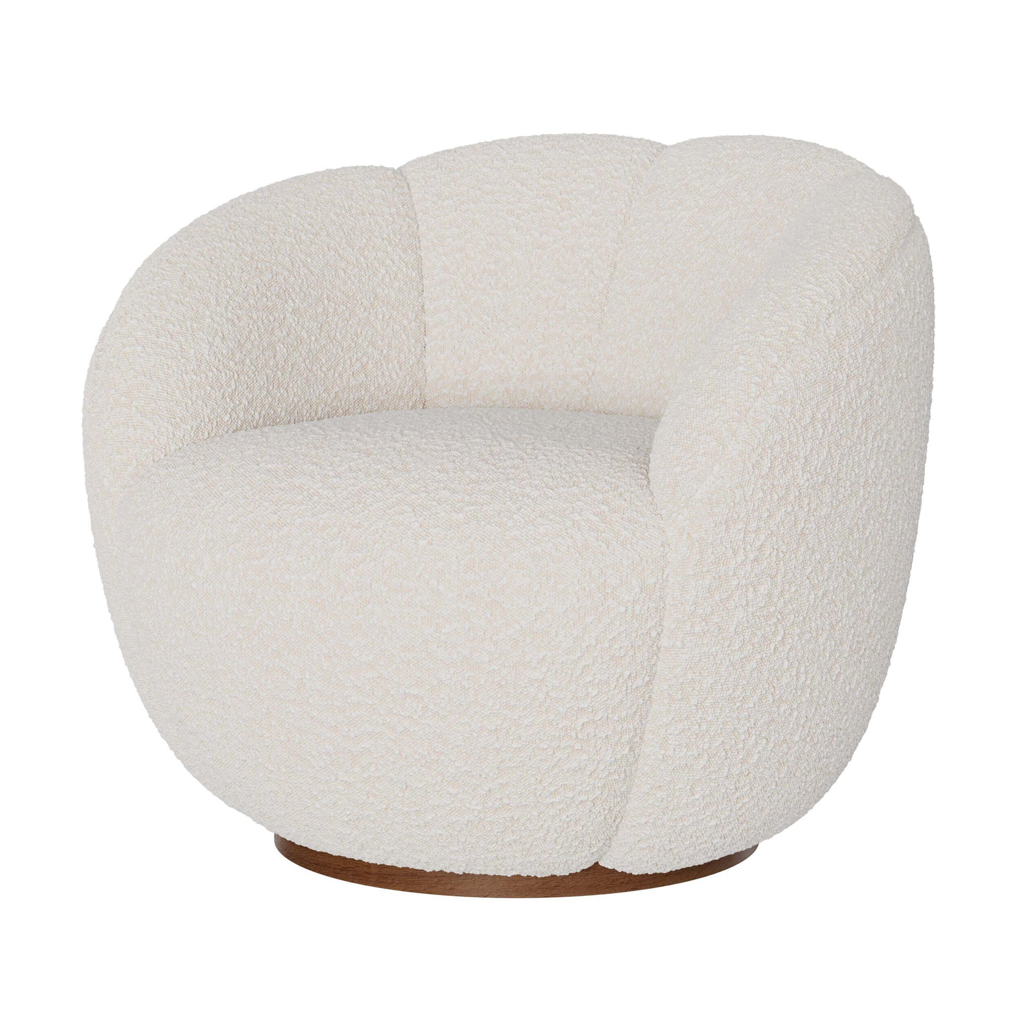 MAISON PAVANE Fauteuil pivotant en tissu bouclé blanc-Ysé